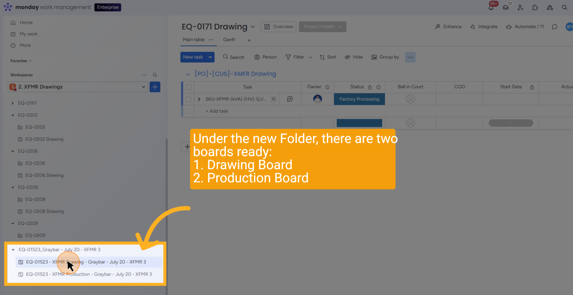 XFMR Drawing Project Board