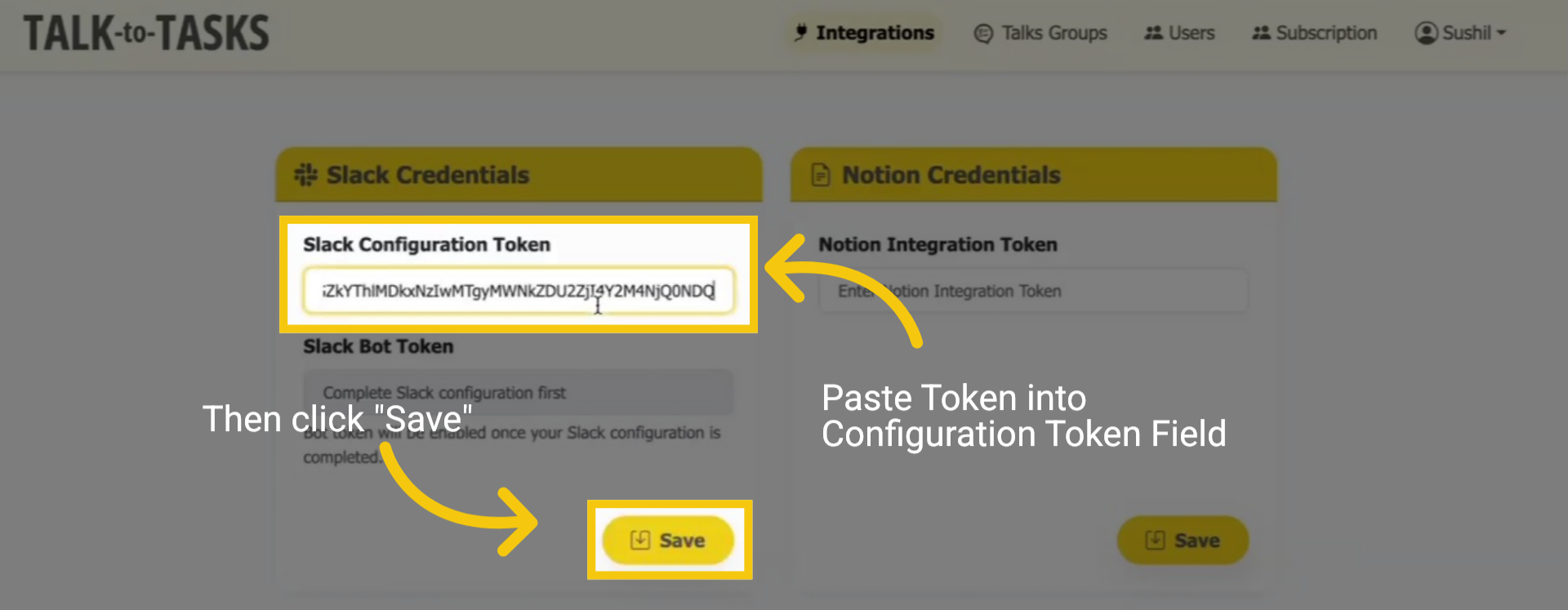 Paste Configuration Token