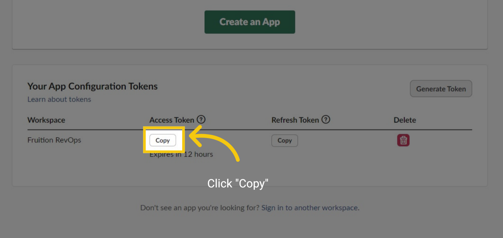 Copy Configuration Token