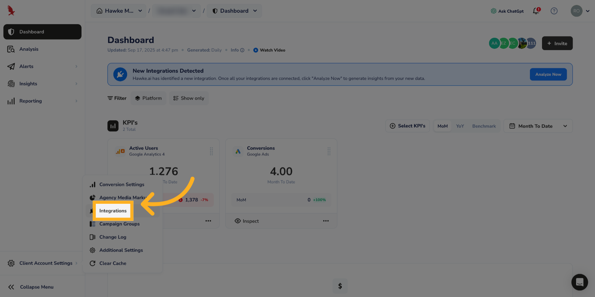 Click 'Integrations'