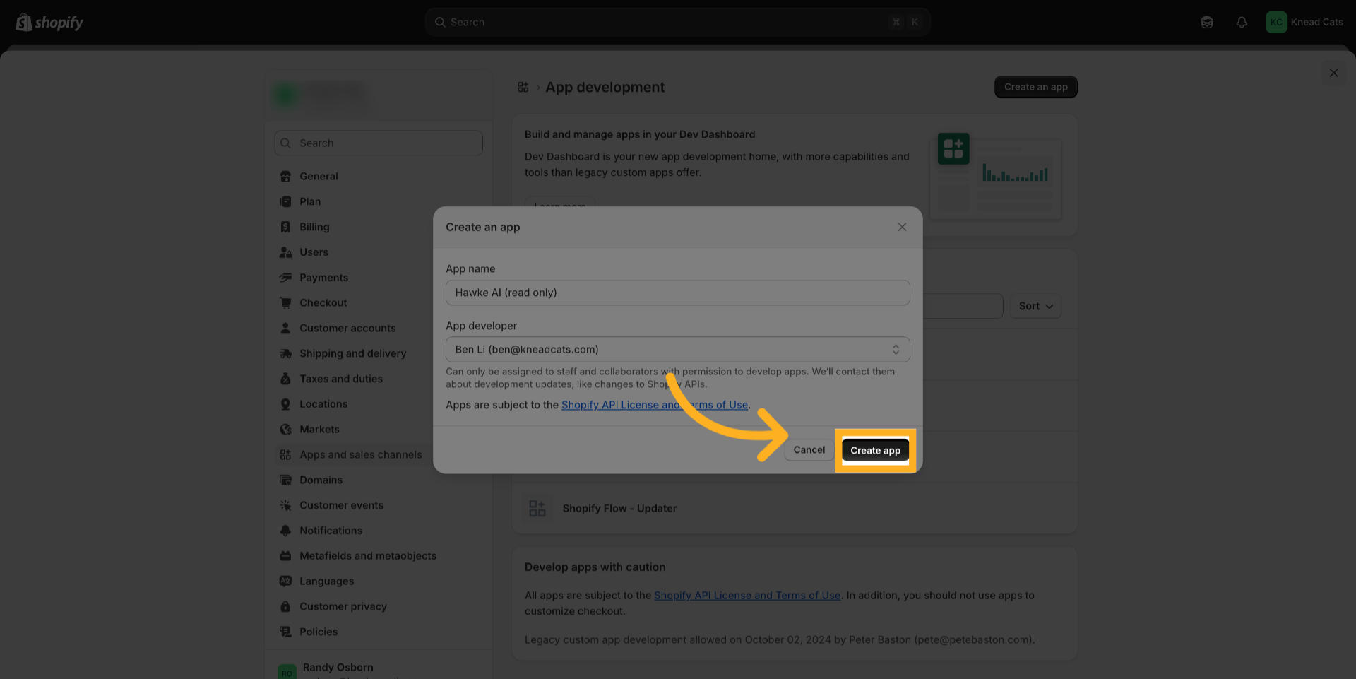 Click 'Create app'