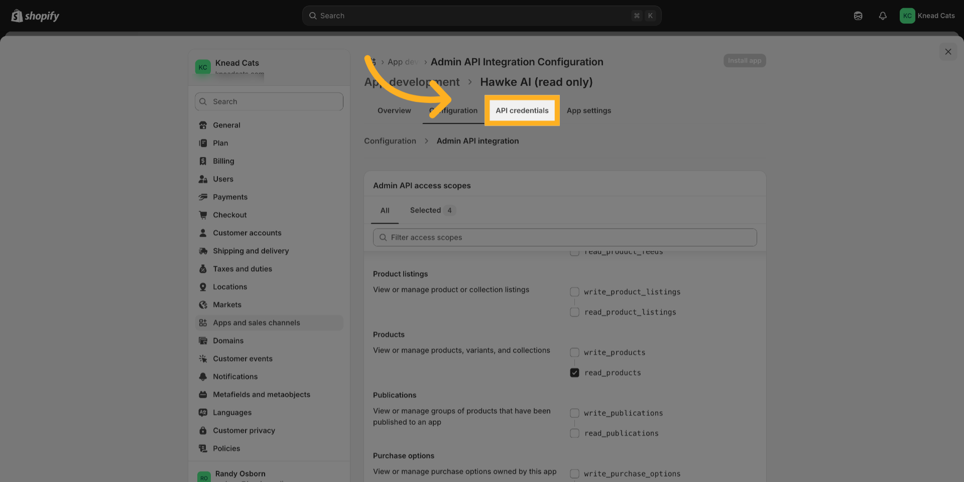 Click 'API credentials'