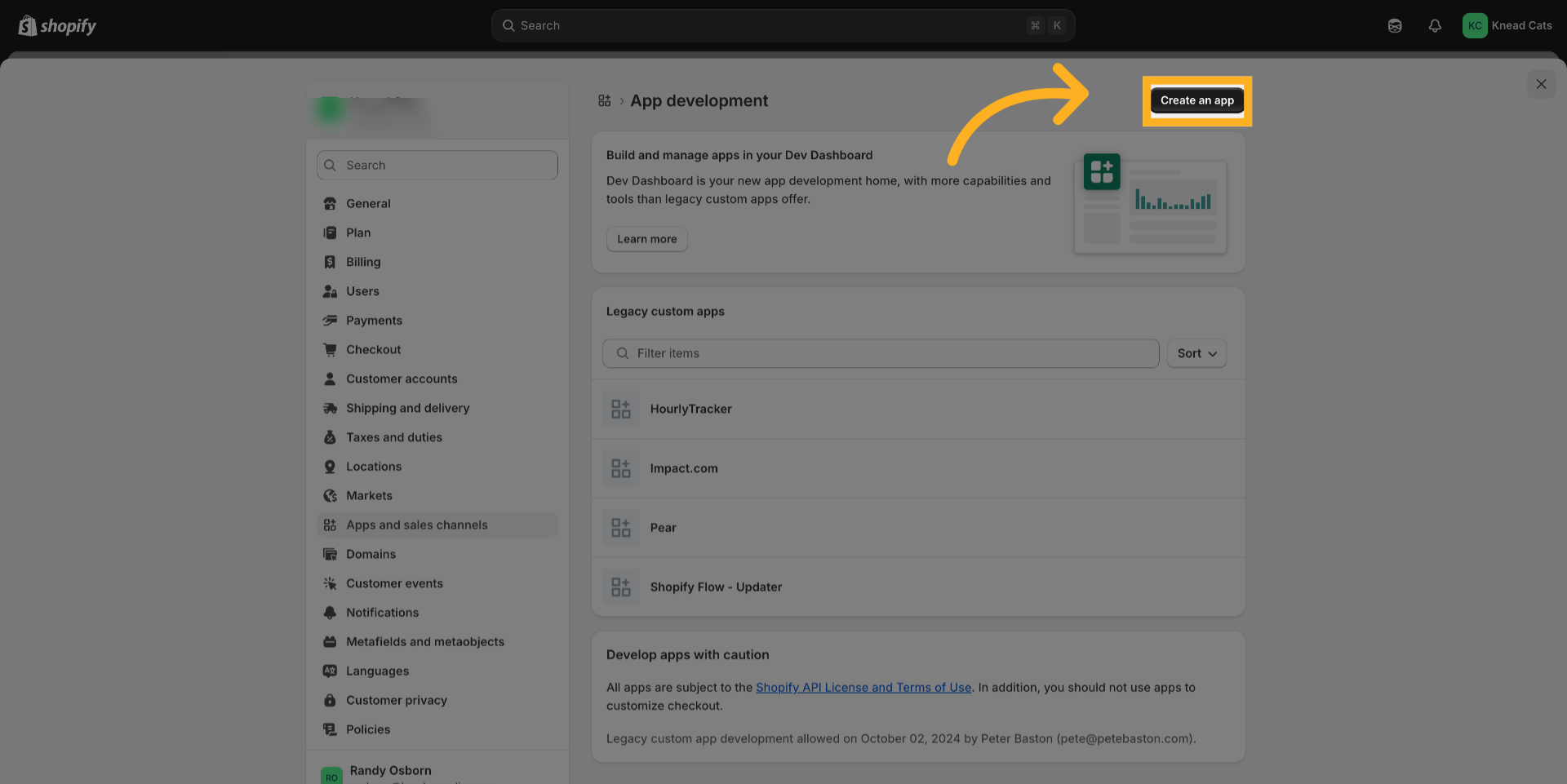 Click 'Create an app'