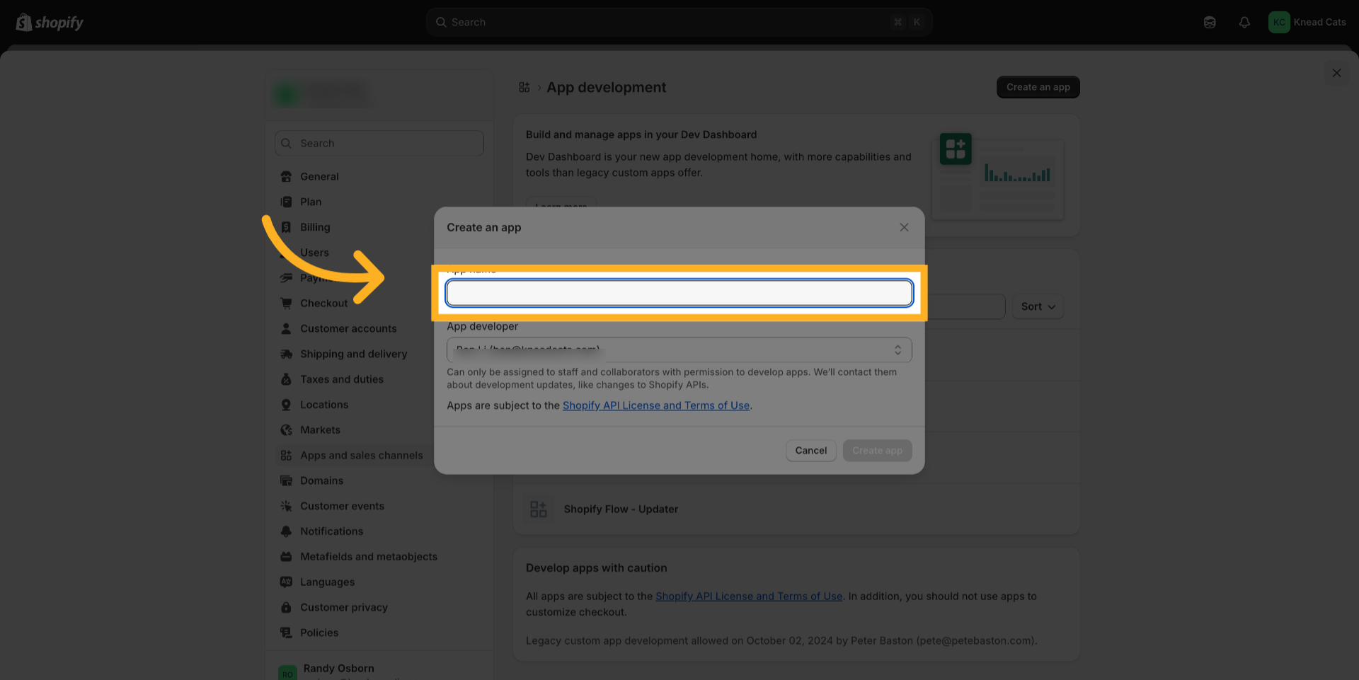 Click 'App name'
