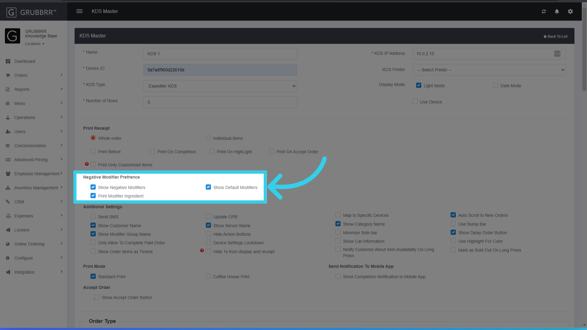 Enable any desired Negative Modifier Settings