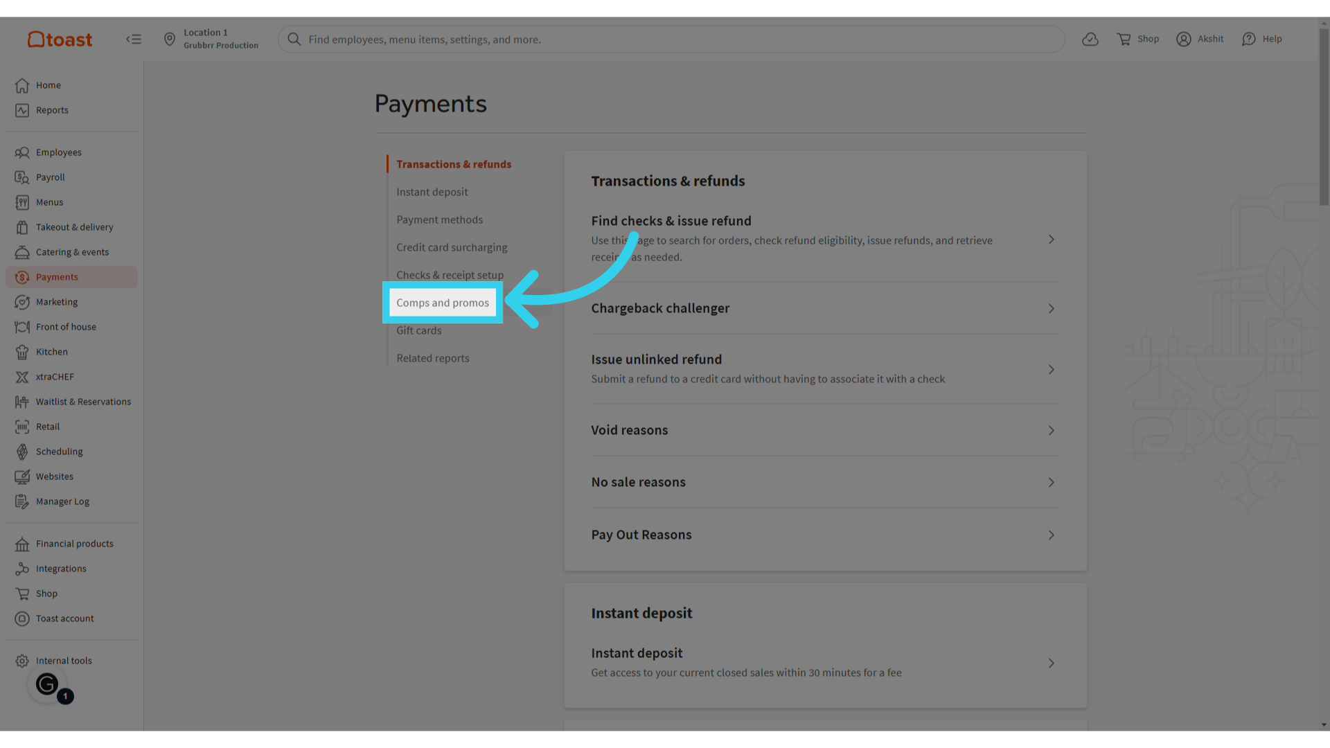 Click 'Comps and promos'