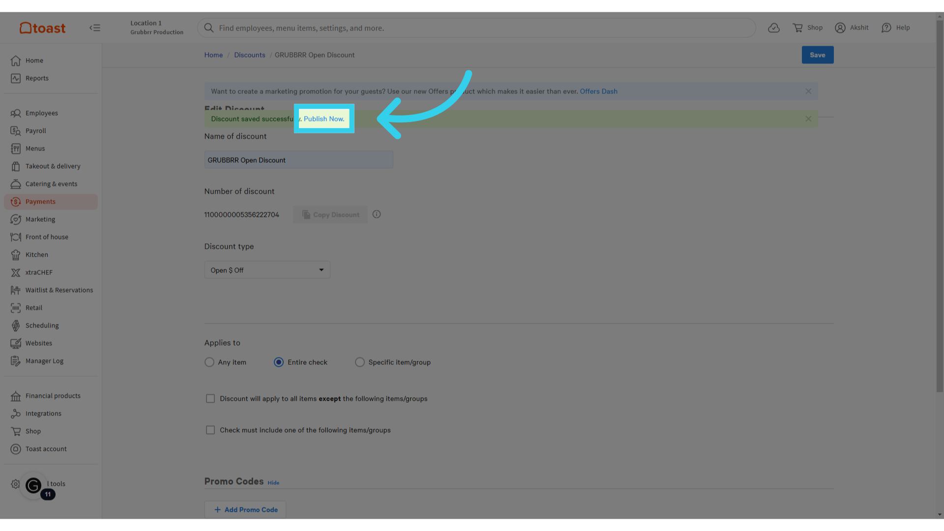 Click 'Publish Now.'