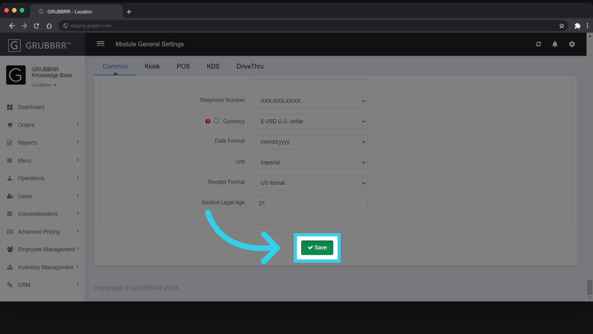 Click 'Save' to apply your configurations