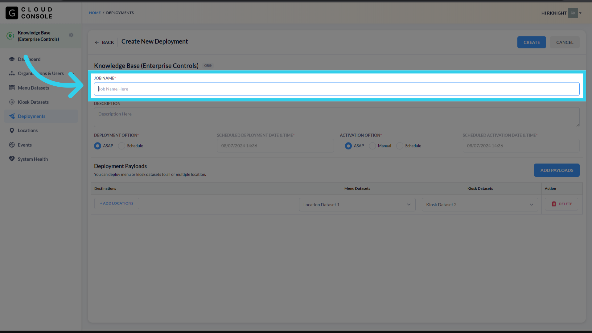 Give the Deployment Job a recognizable name