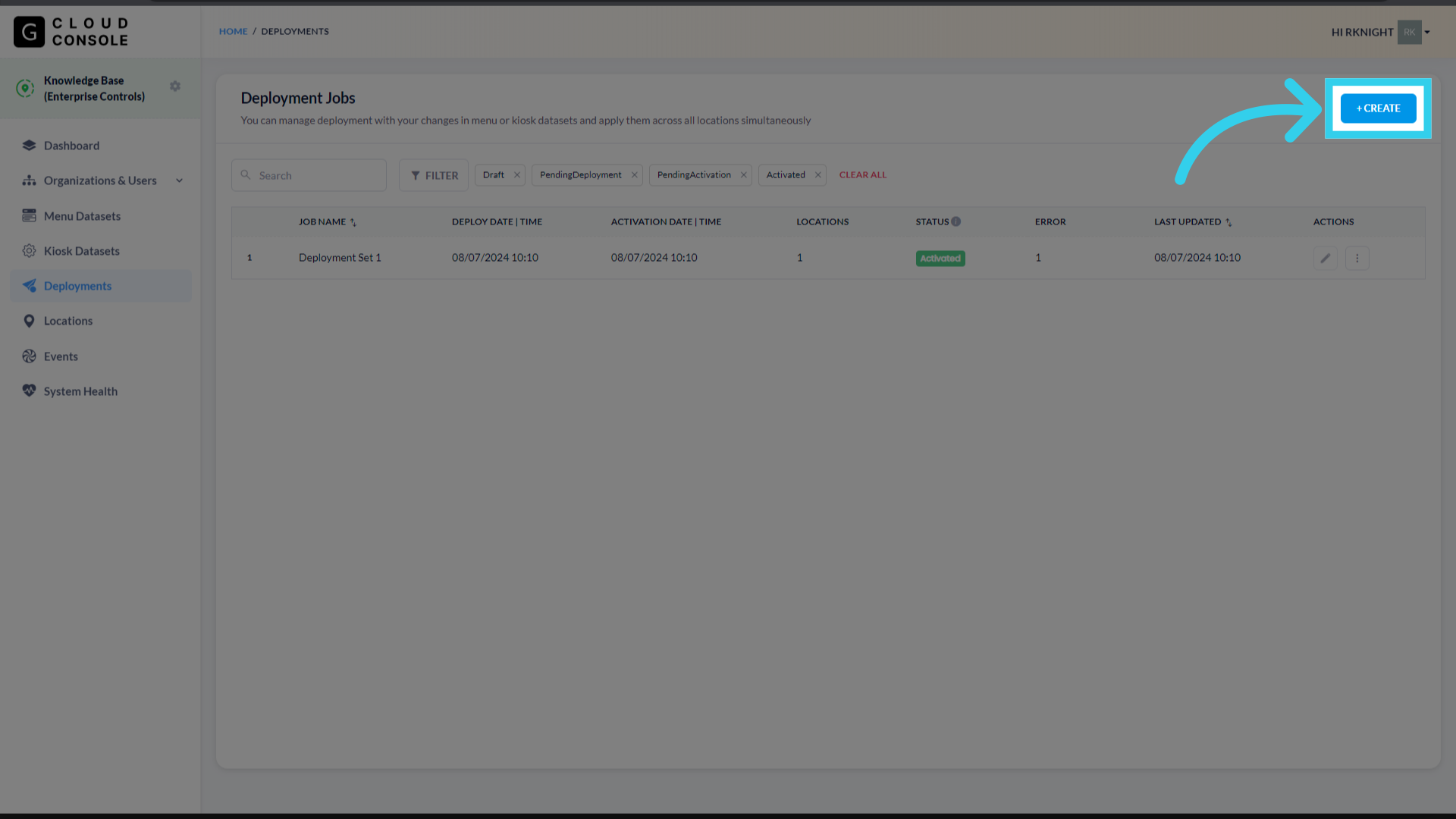 Click 'Create Deployment Job'