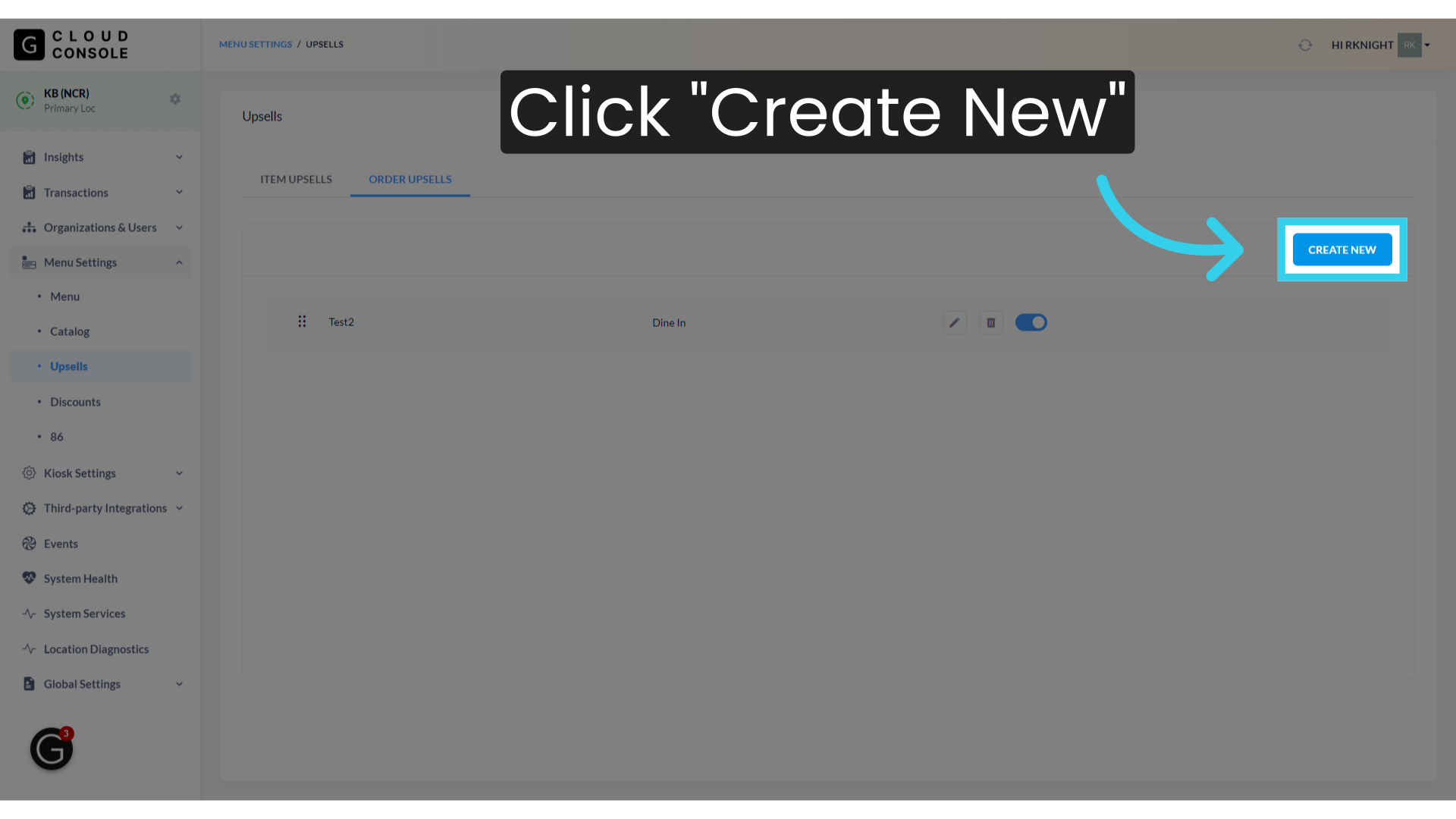 Click 'Create New'