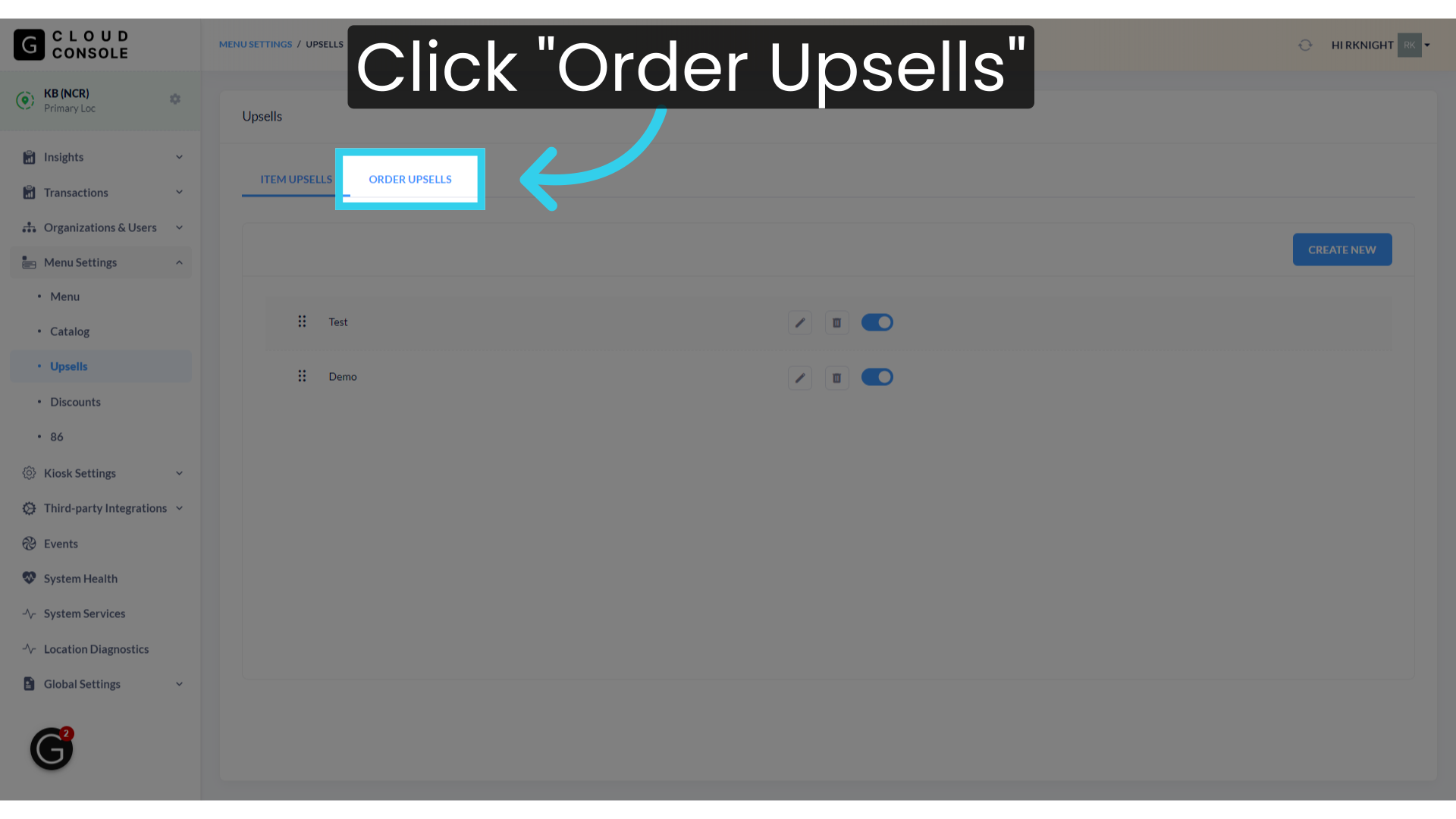 Click 'Order Upsells'