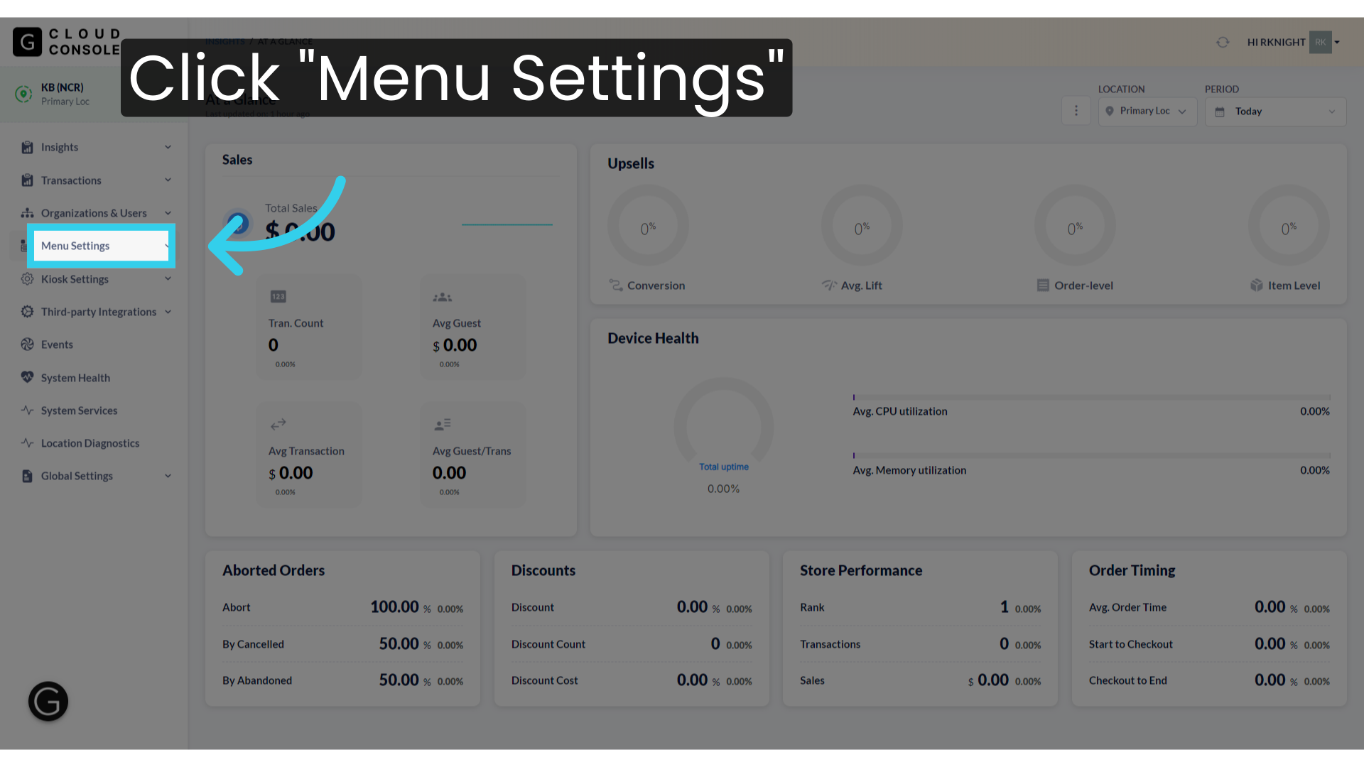 Click 'Menu Settings'