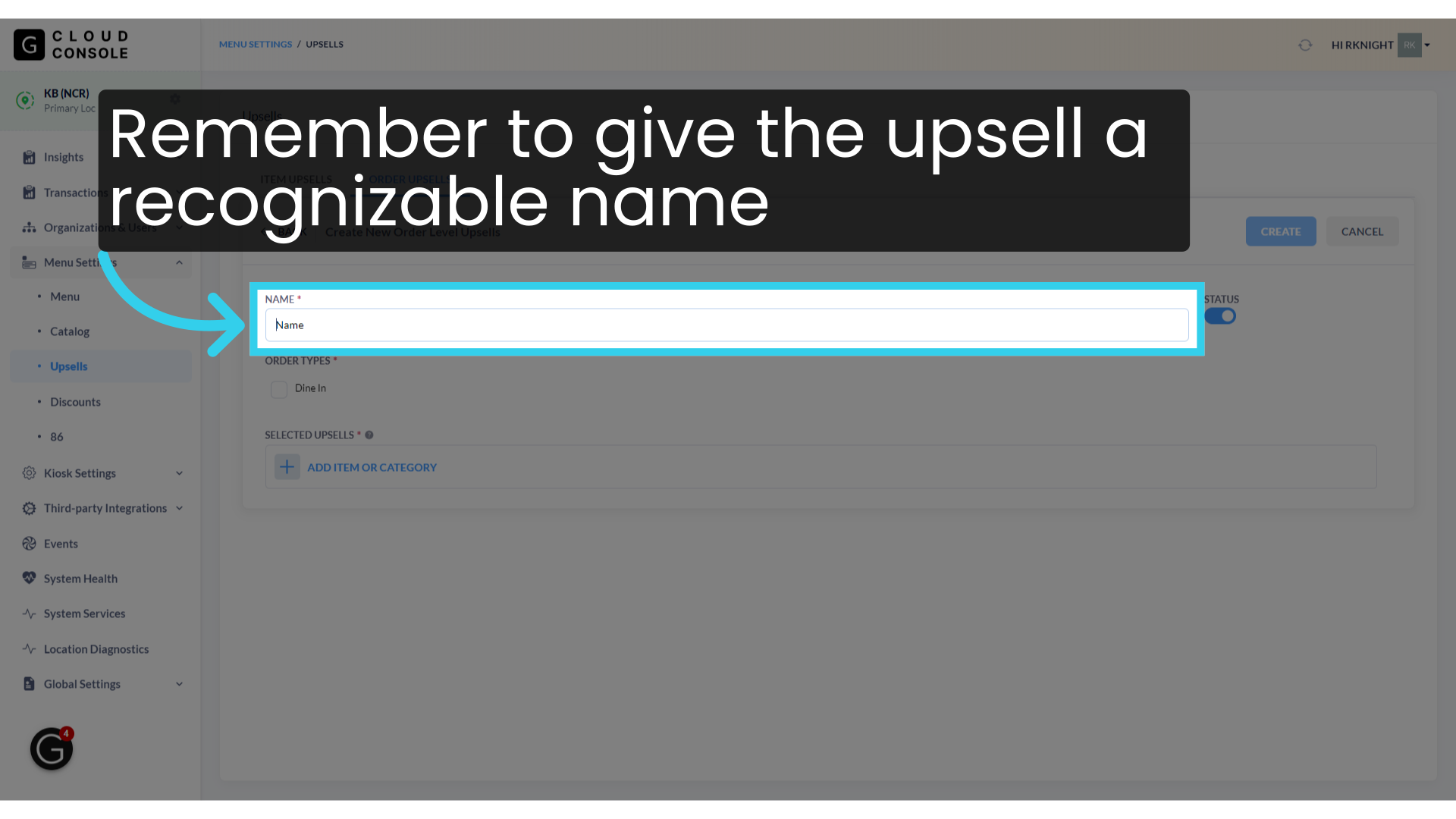 Remember to give the upsell a recognizable name