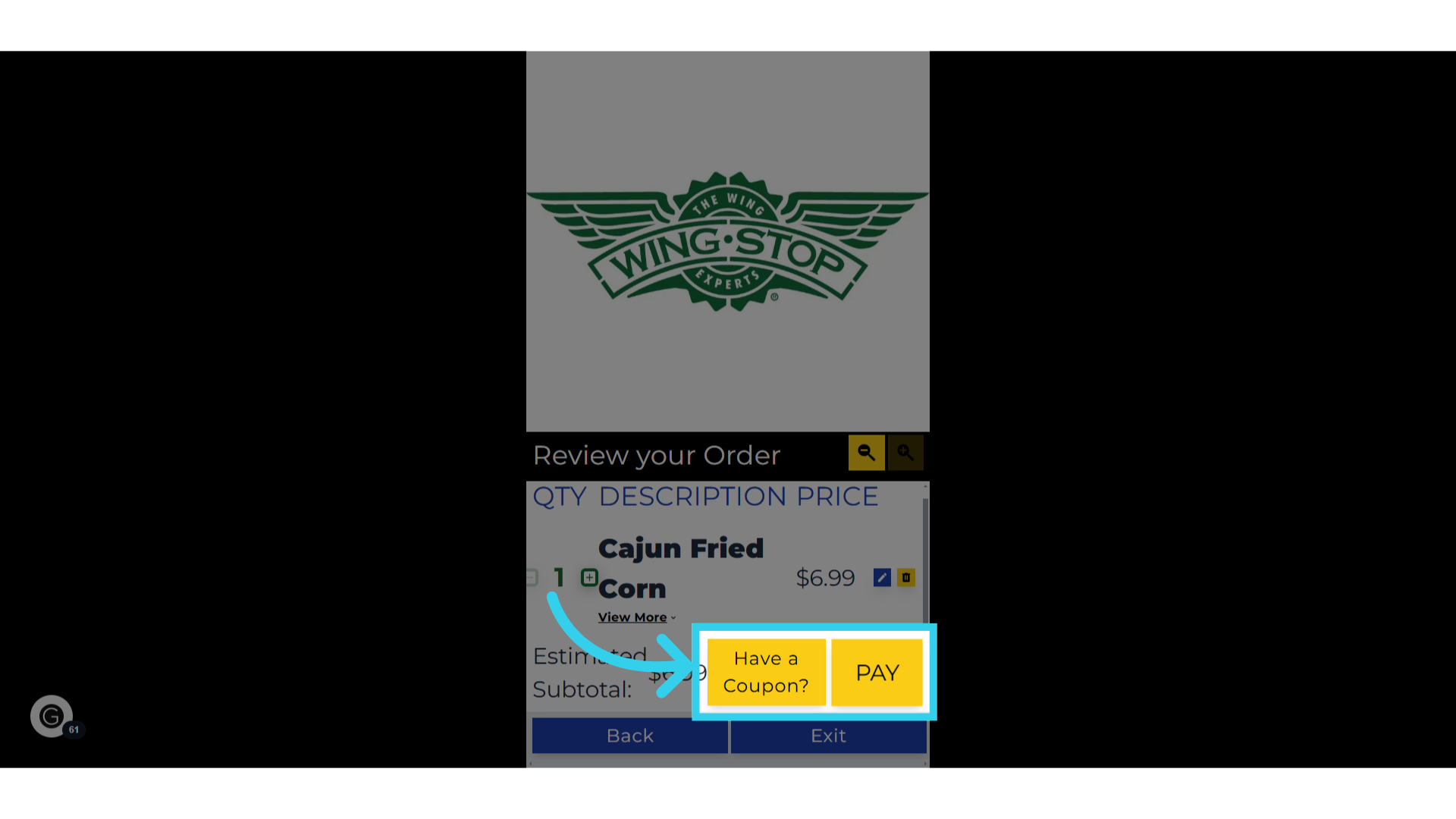 Where they can apply any coupons or close out their order