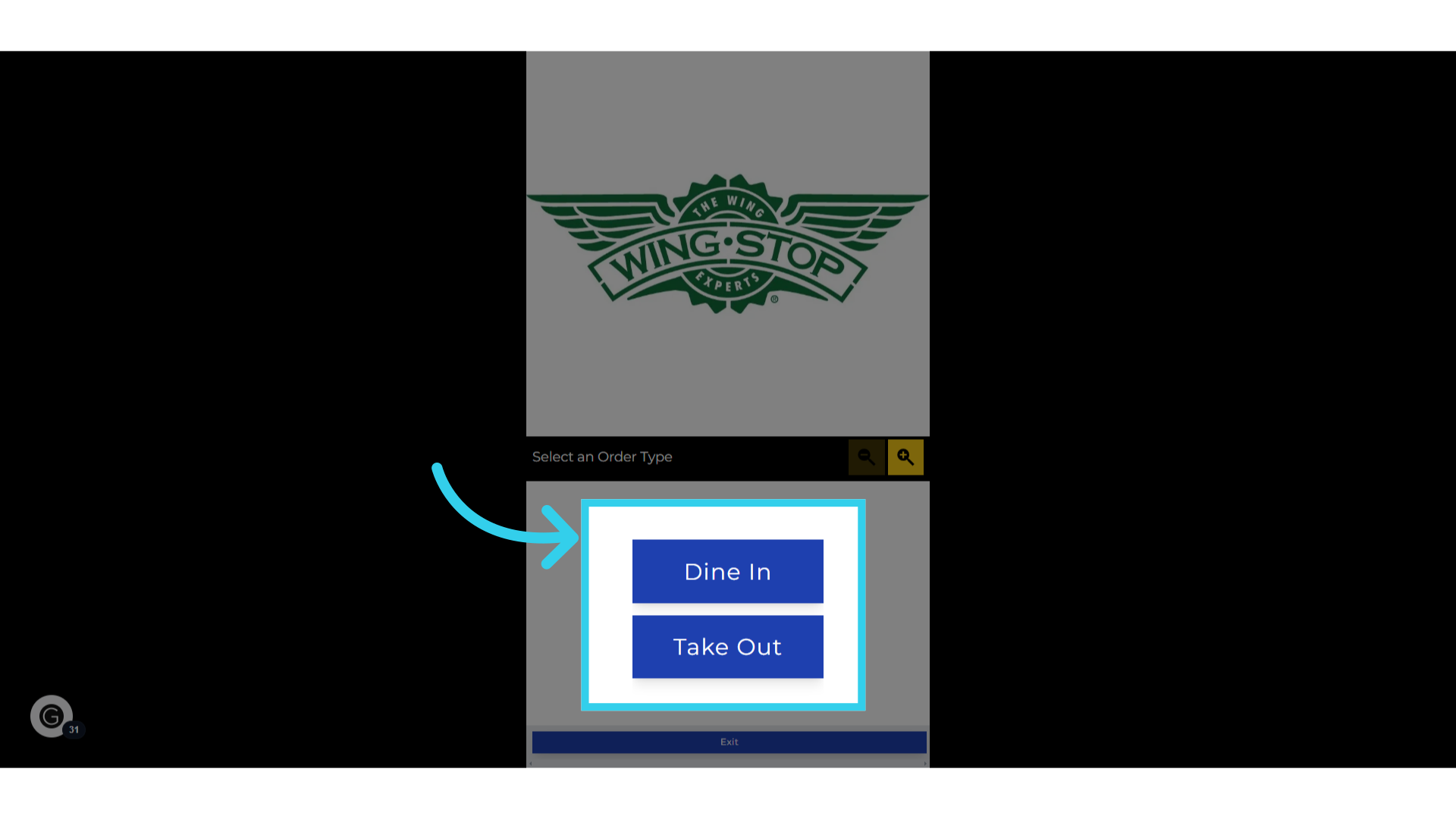 ADA Mode replaces the image-based Kiosk grid with text on a high-contrast background