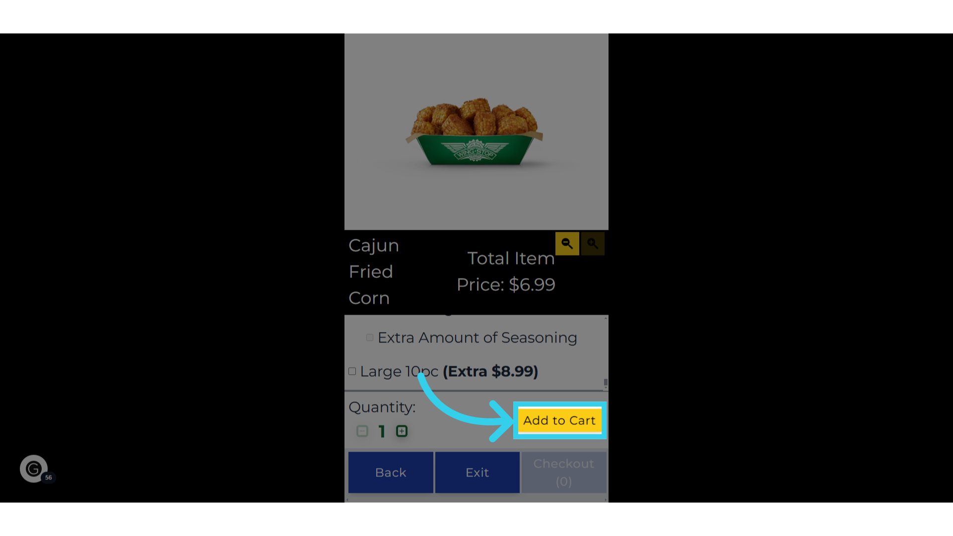 Once users finish modifying their items, they can click 'Add to Cart'
