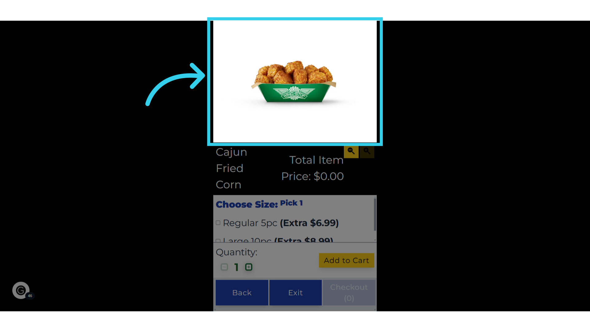 The Item Image will show at the top of the screen