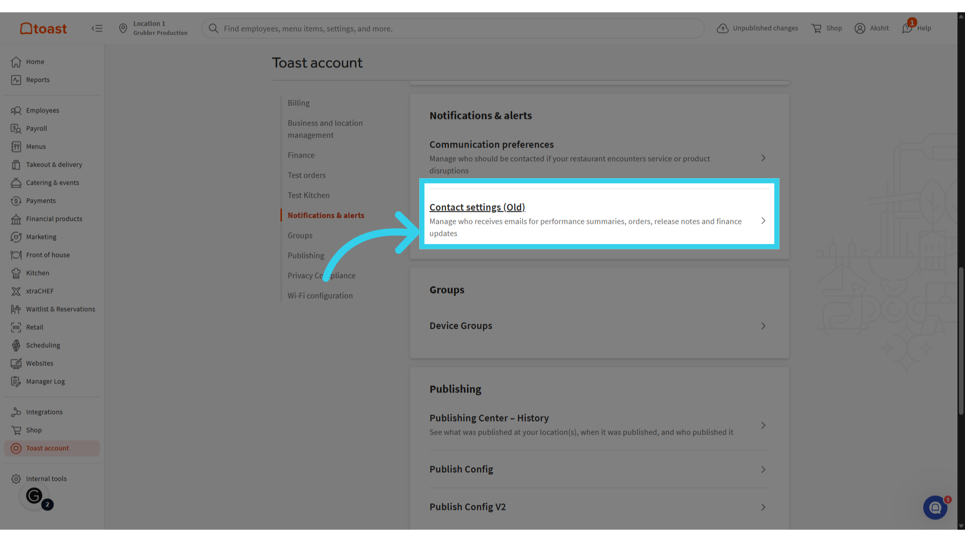 Click 'Contact Settings (Old)' to manage automated email lists