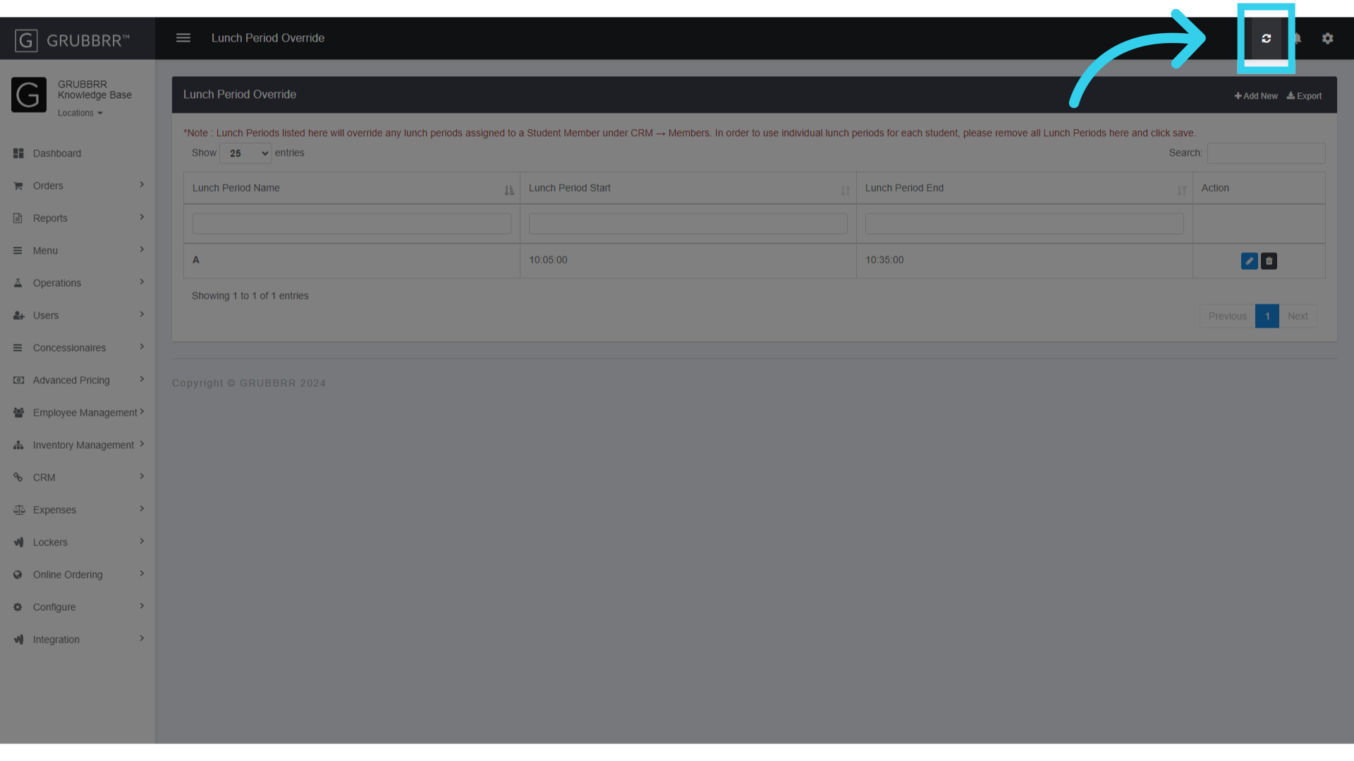 Click Sync to send your new overrides to your Kiosks