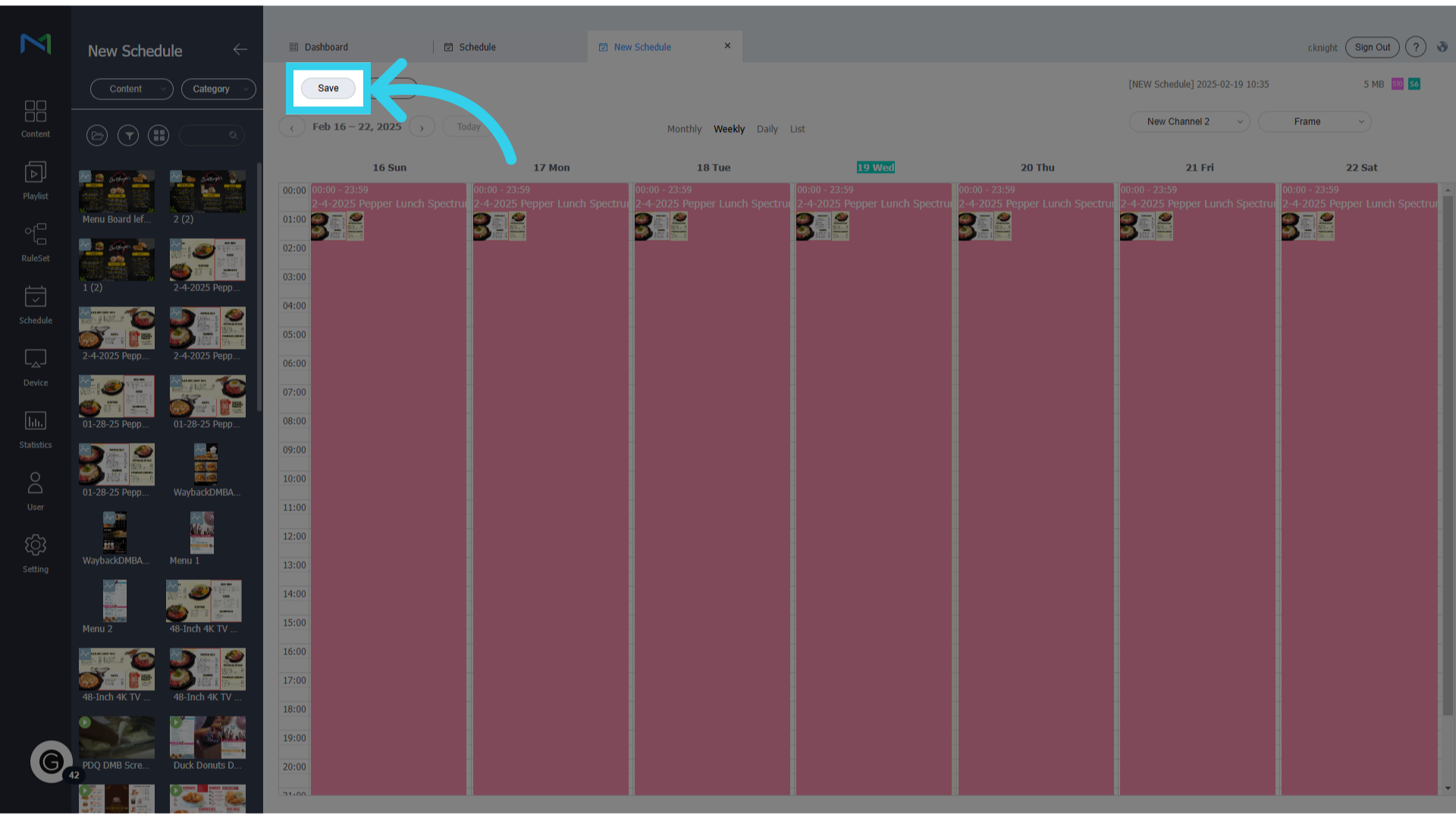 When you're done updating the schedule, click 'Save'