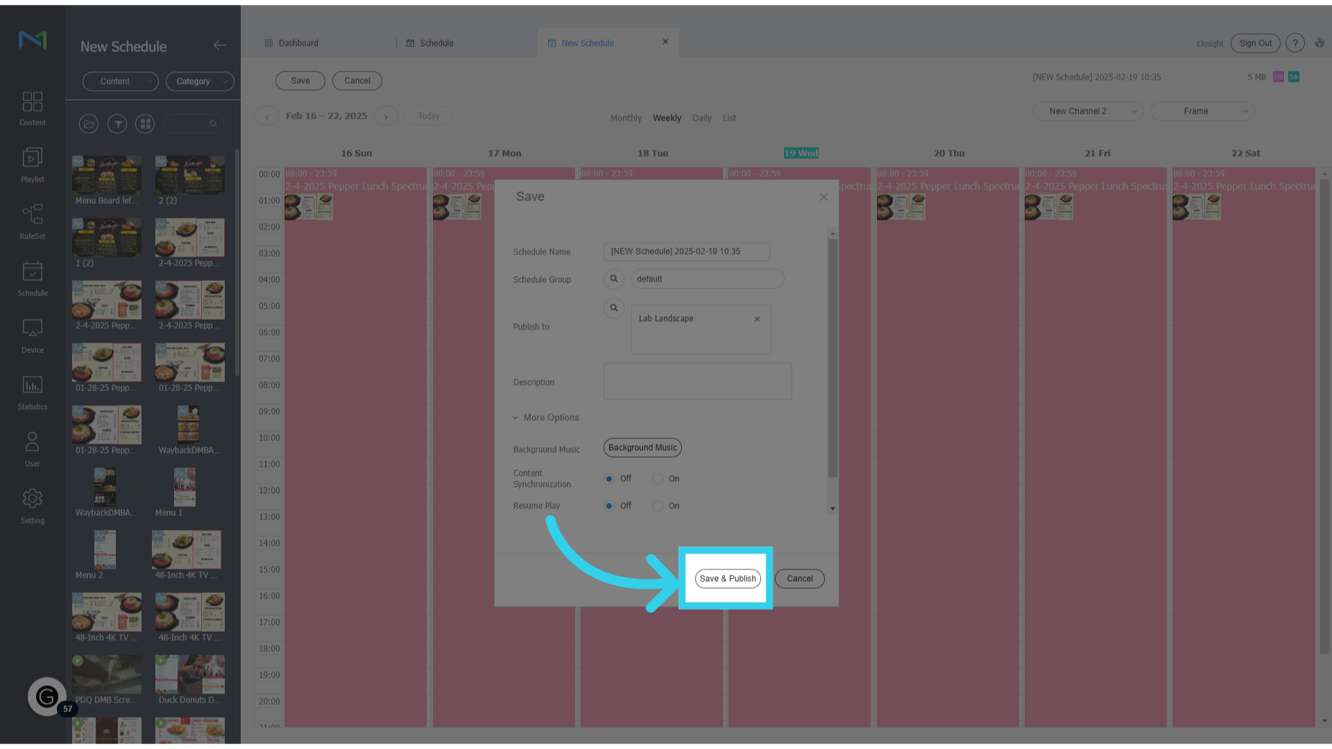 Click 'Save & Publish' to apply your changes.