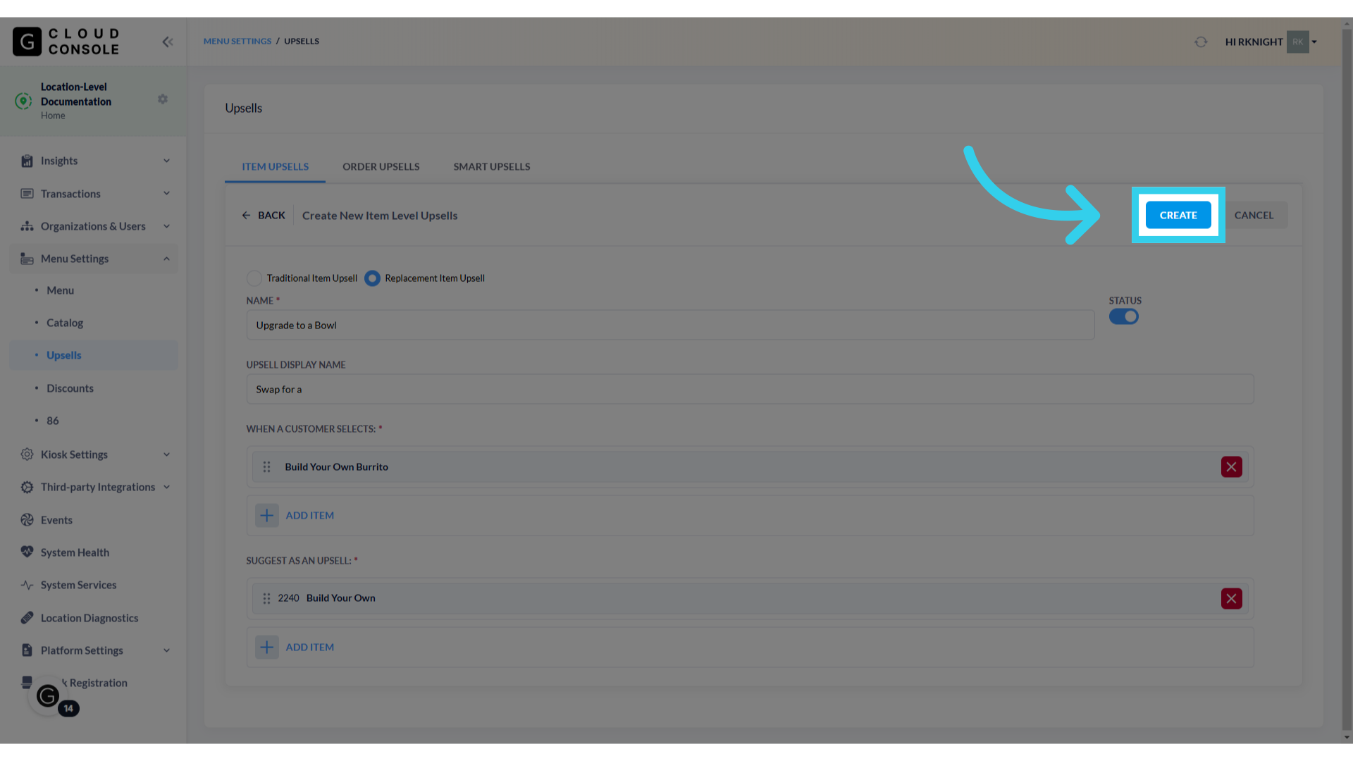 Click 'Create'