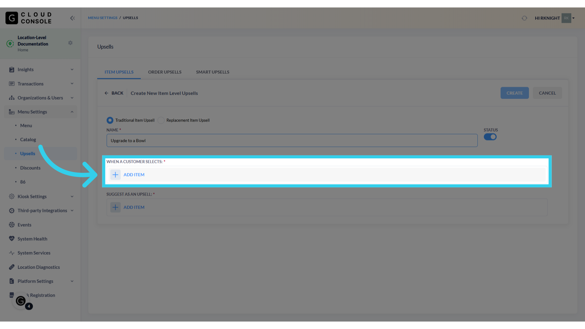 Use the search bar to add the desired trigger item