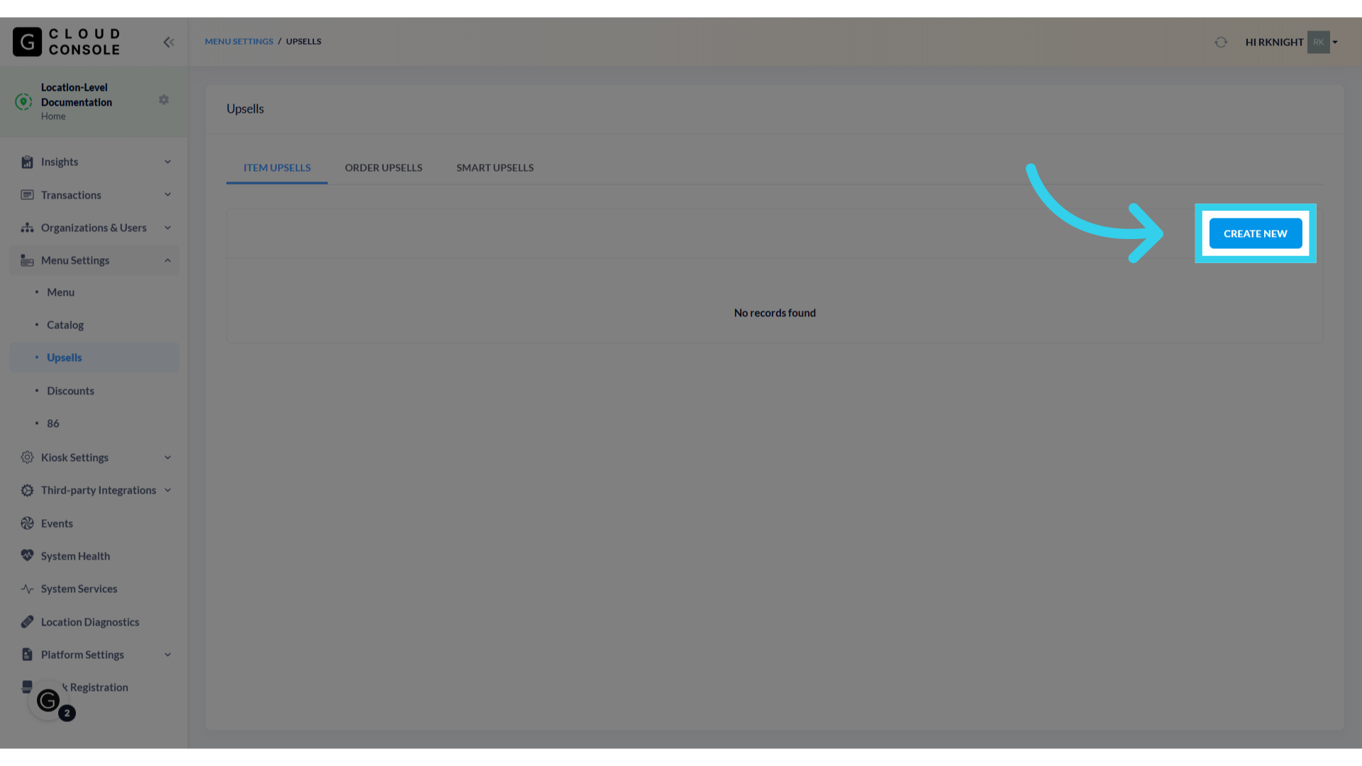 Click 'Create New'