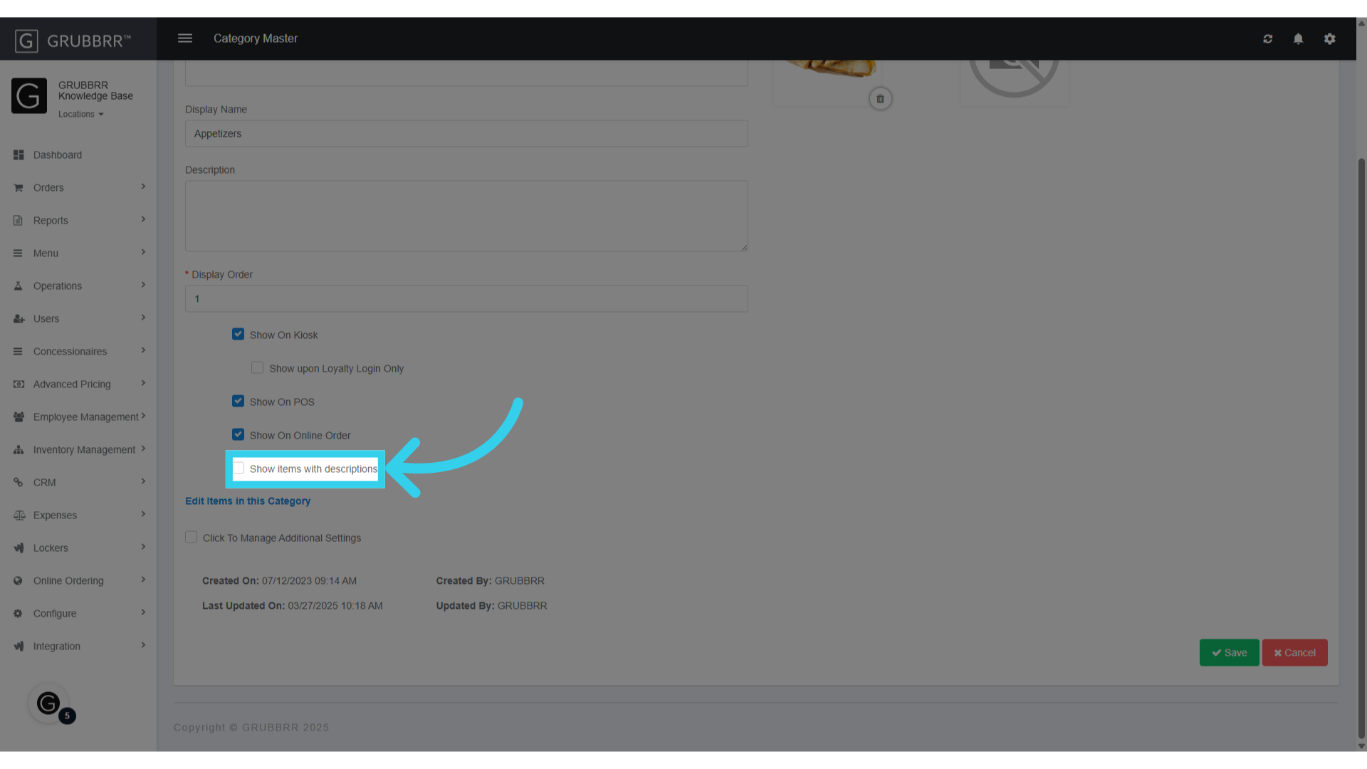 Click here to turn on 'Show Items with Descriptions'