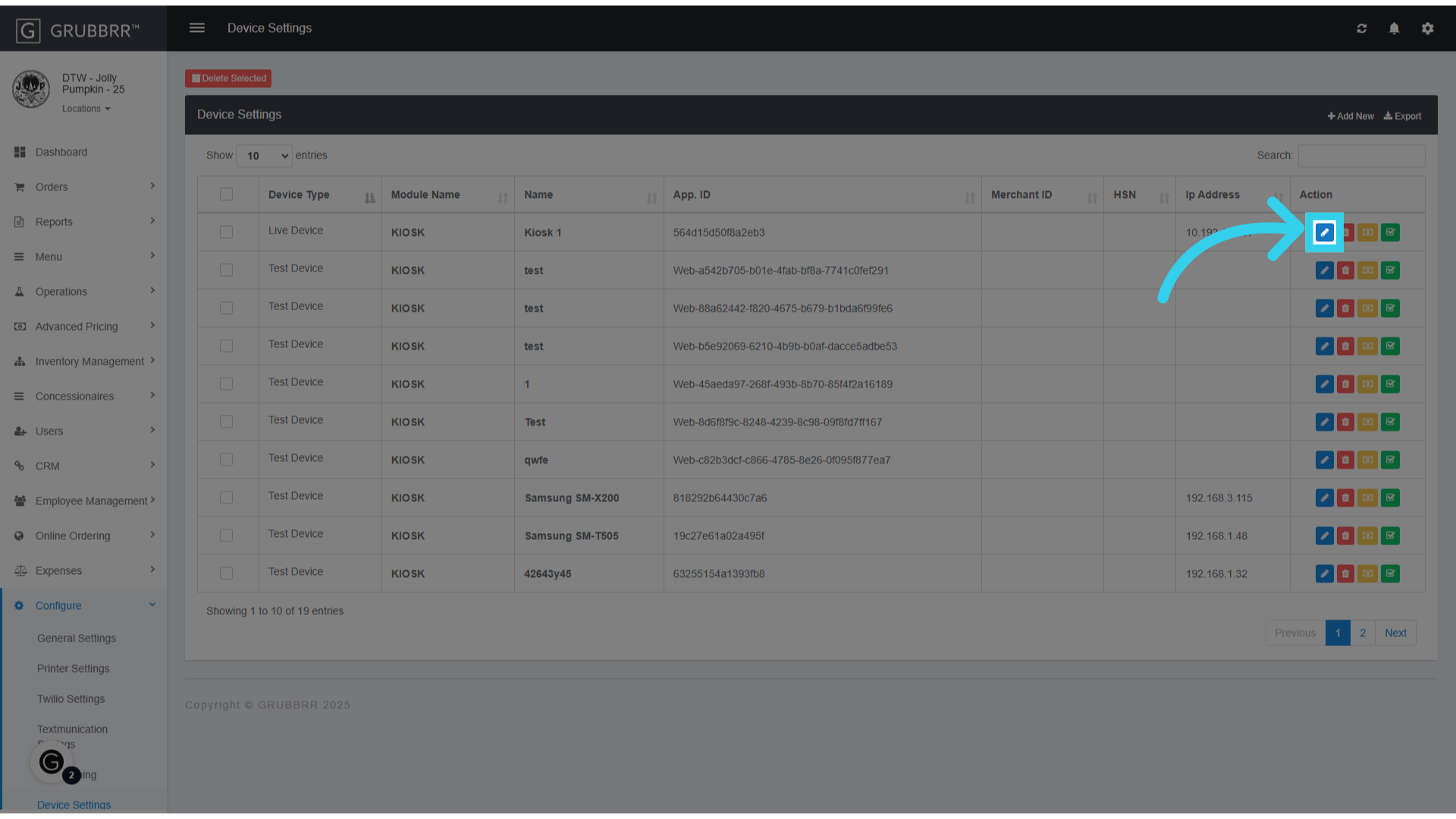 Find the device you want to connect and click 'Edit'
