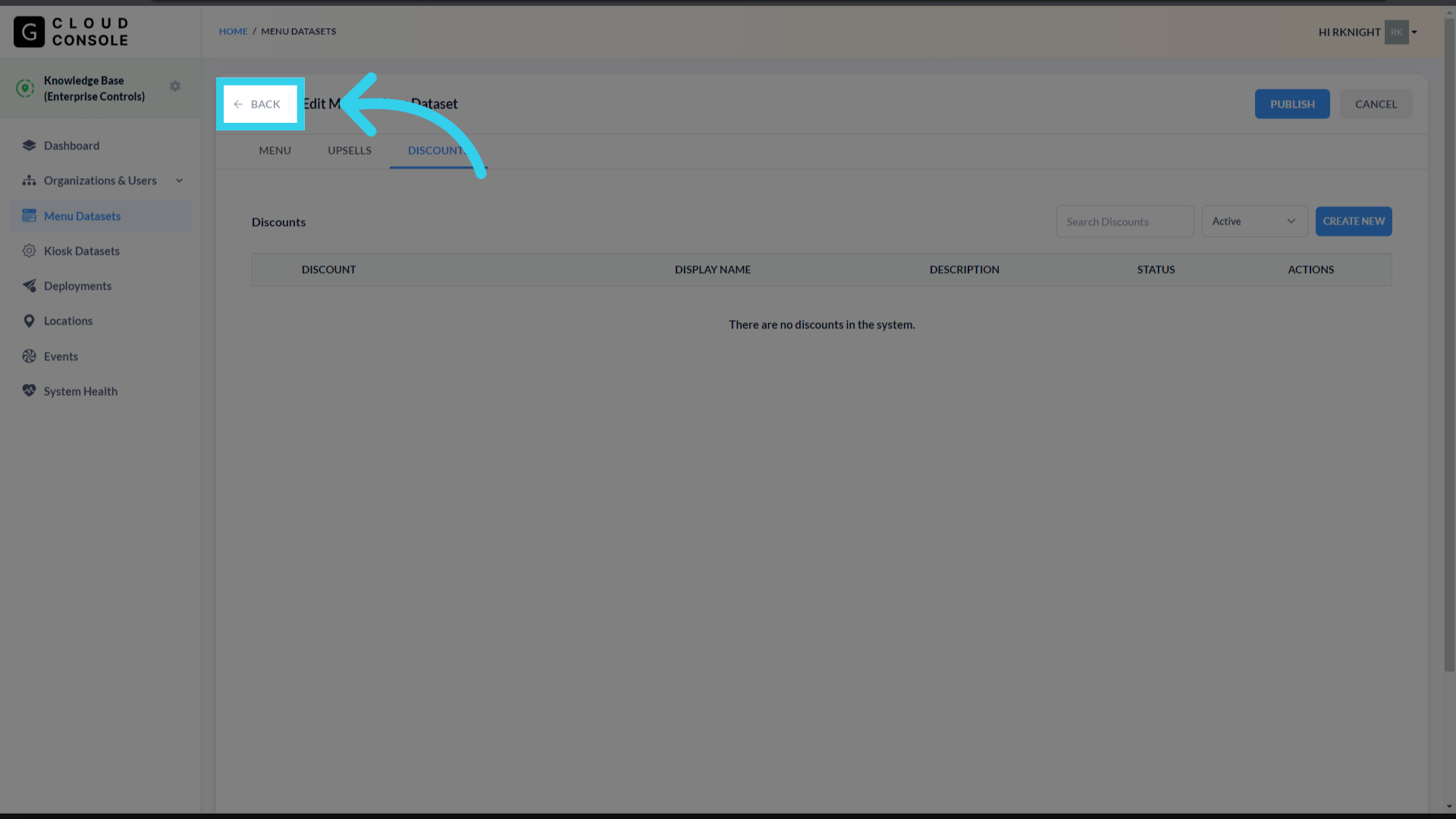 Click 'Back' once the Master Dataset is Kiosk-Ready