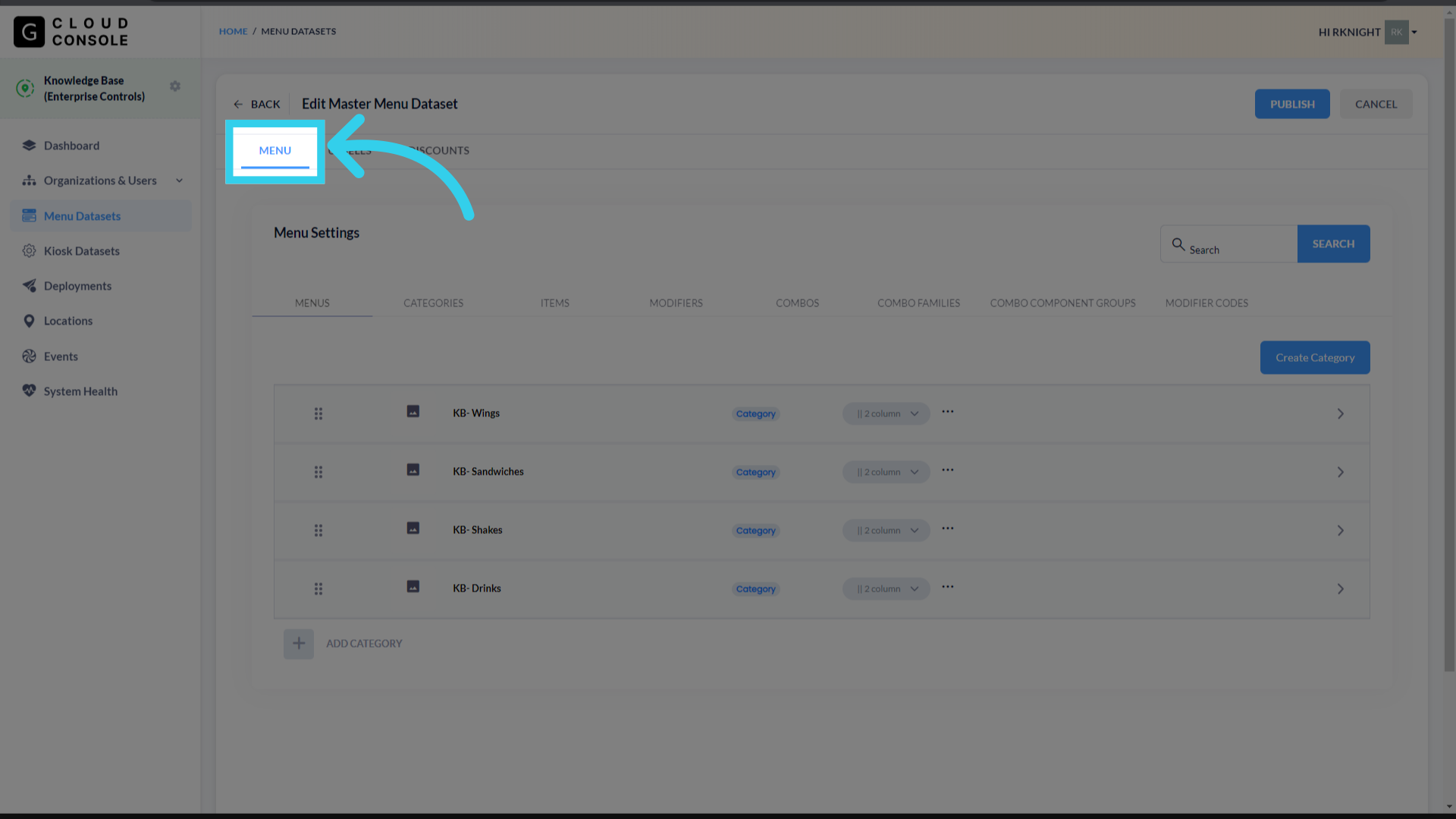 Configure the Menu...