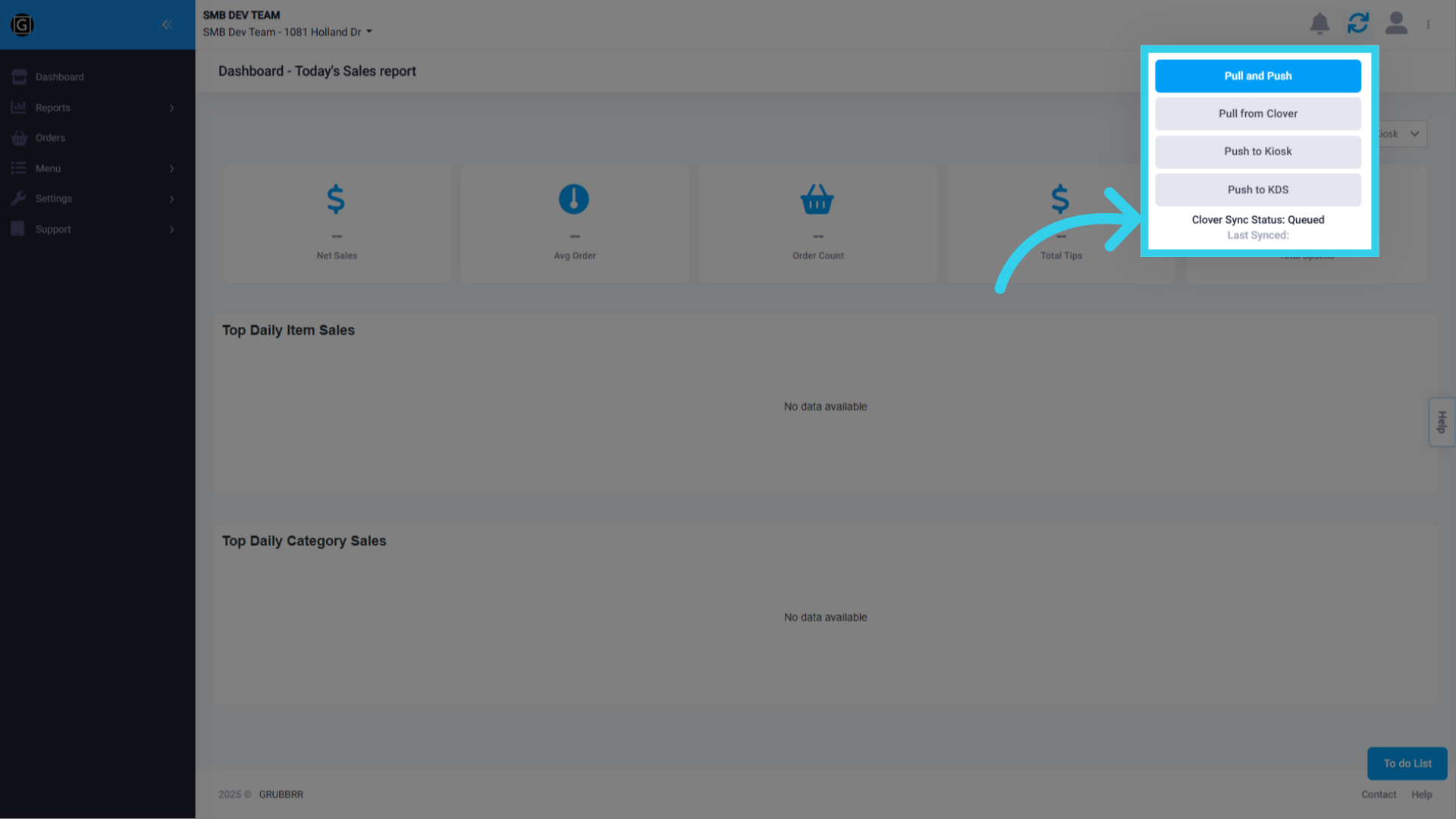 Remember to sync if your changes don't show up in the GRUBBRR Merchant Portal!