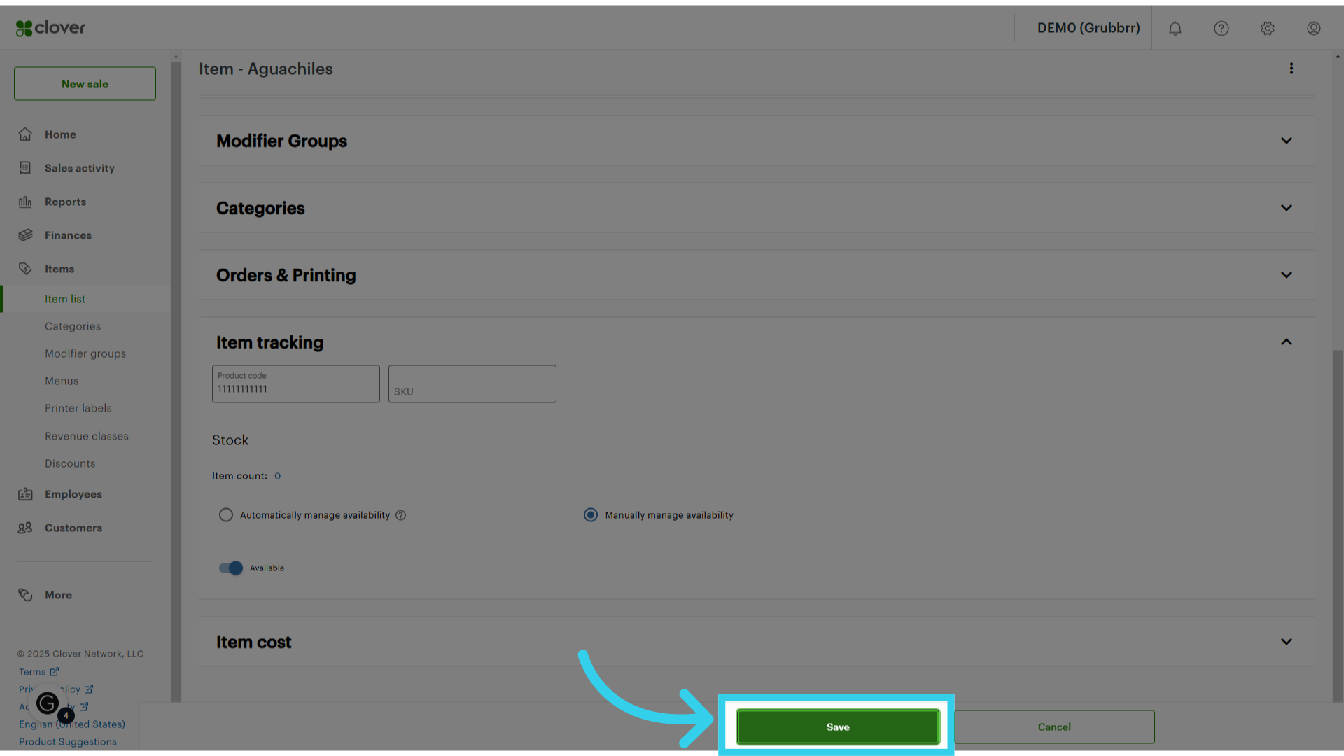 Click 'Save' to apply your changes