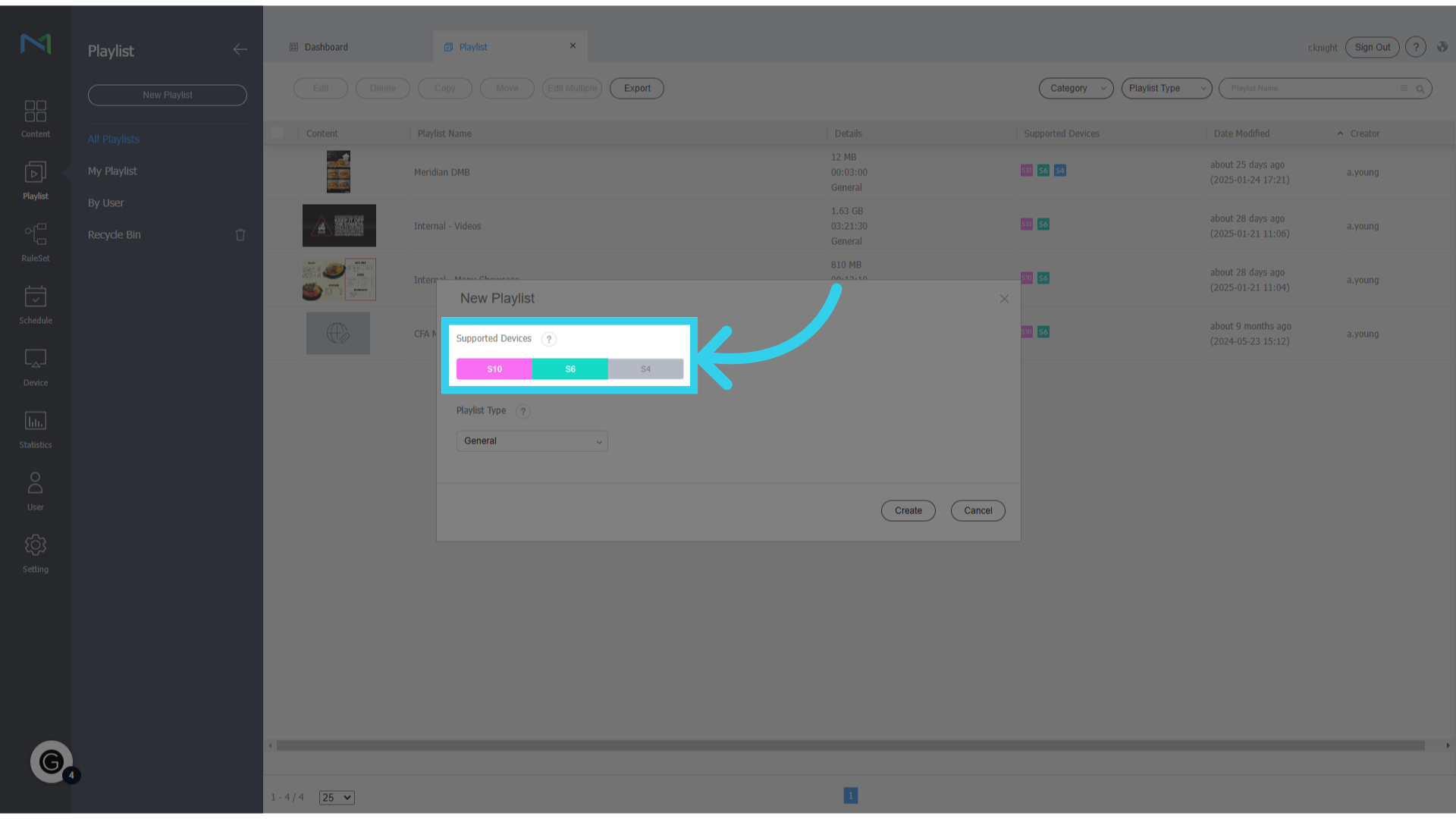 Set the playlist to be supported on all devices