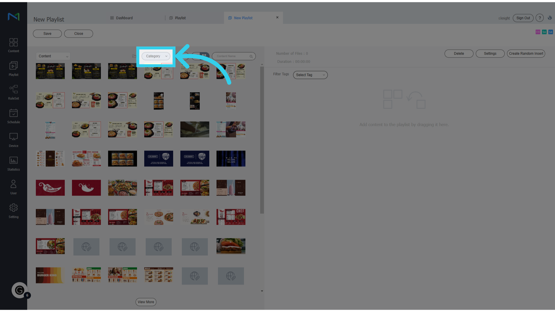 Use the 'Category' dropdown to only show content related to the client you're assisting