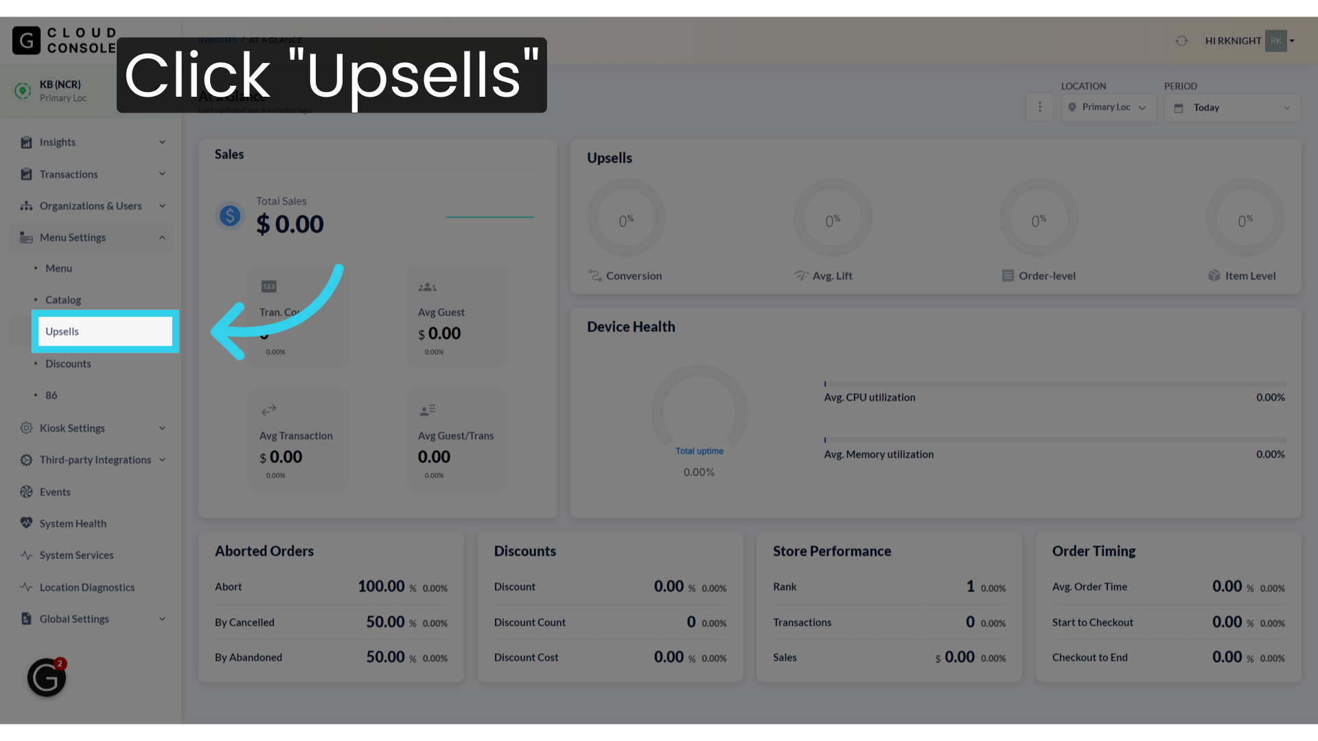Click 'Upsells'