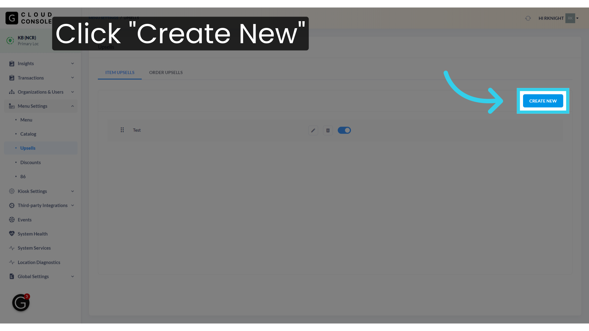 Click 'Create New'