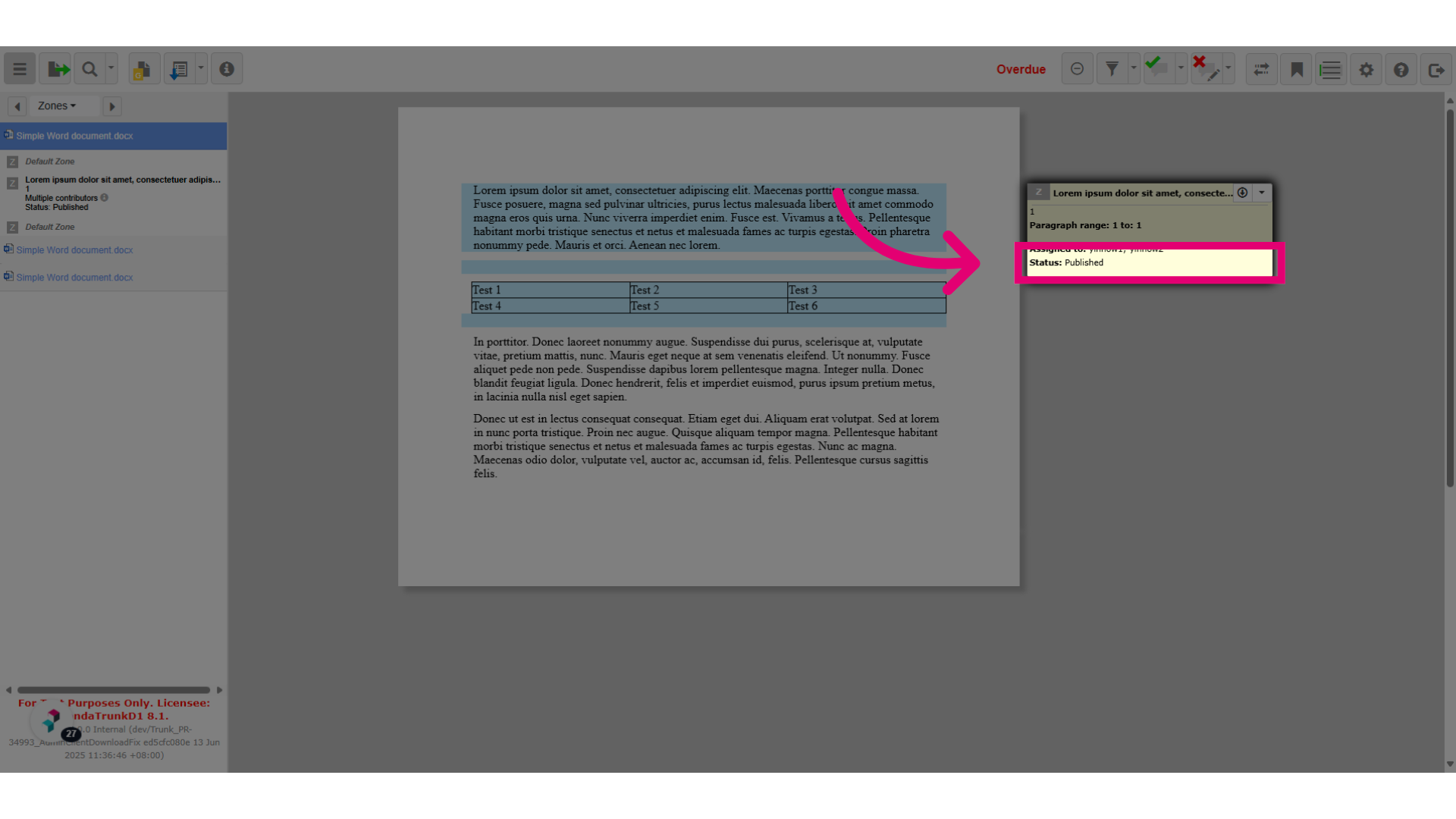 Zone: 'Published' status