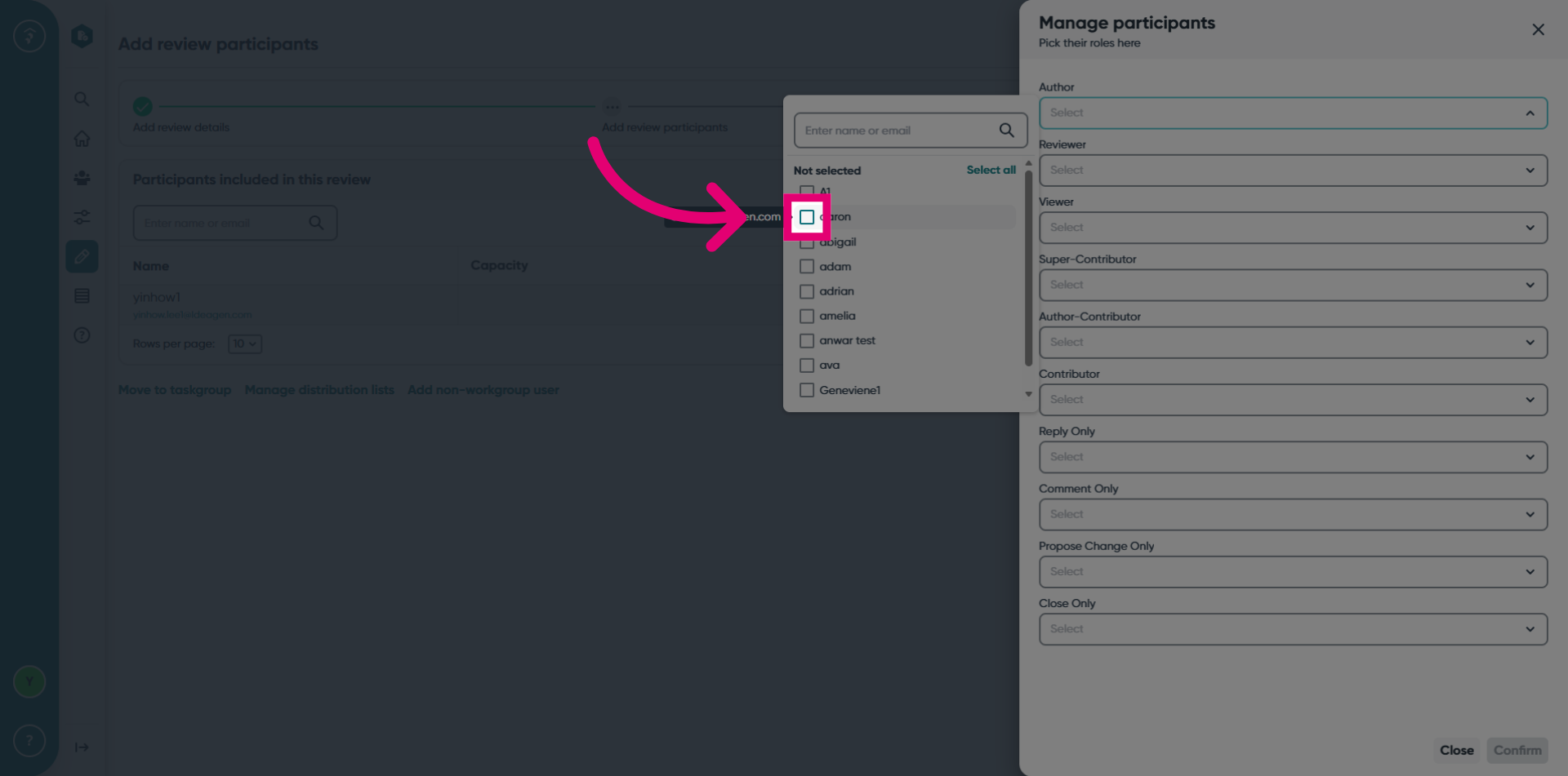 Access Participant Options