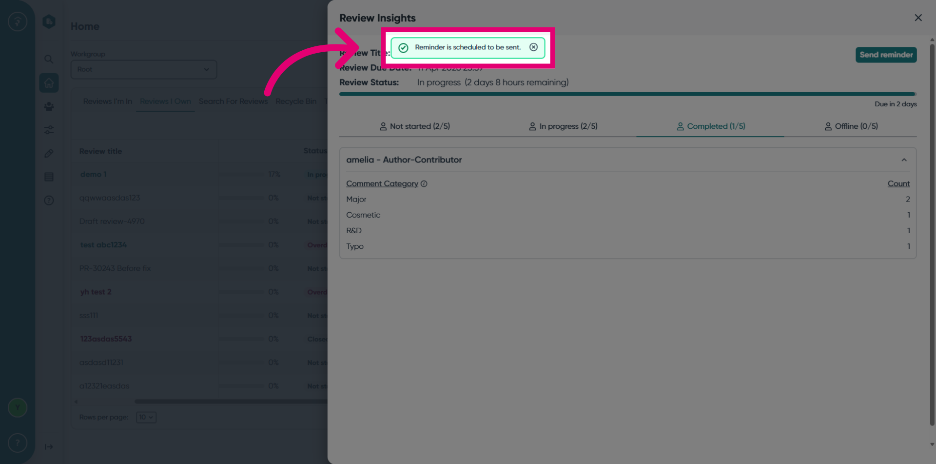 Confirm Reminder Scheduling