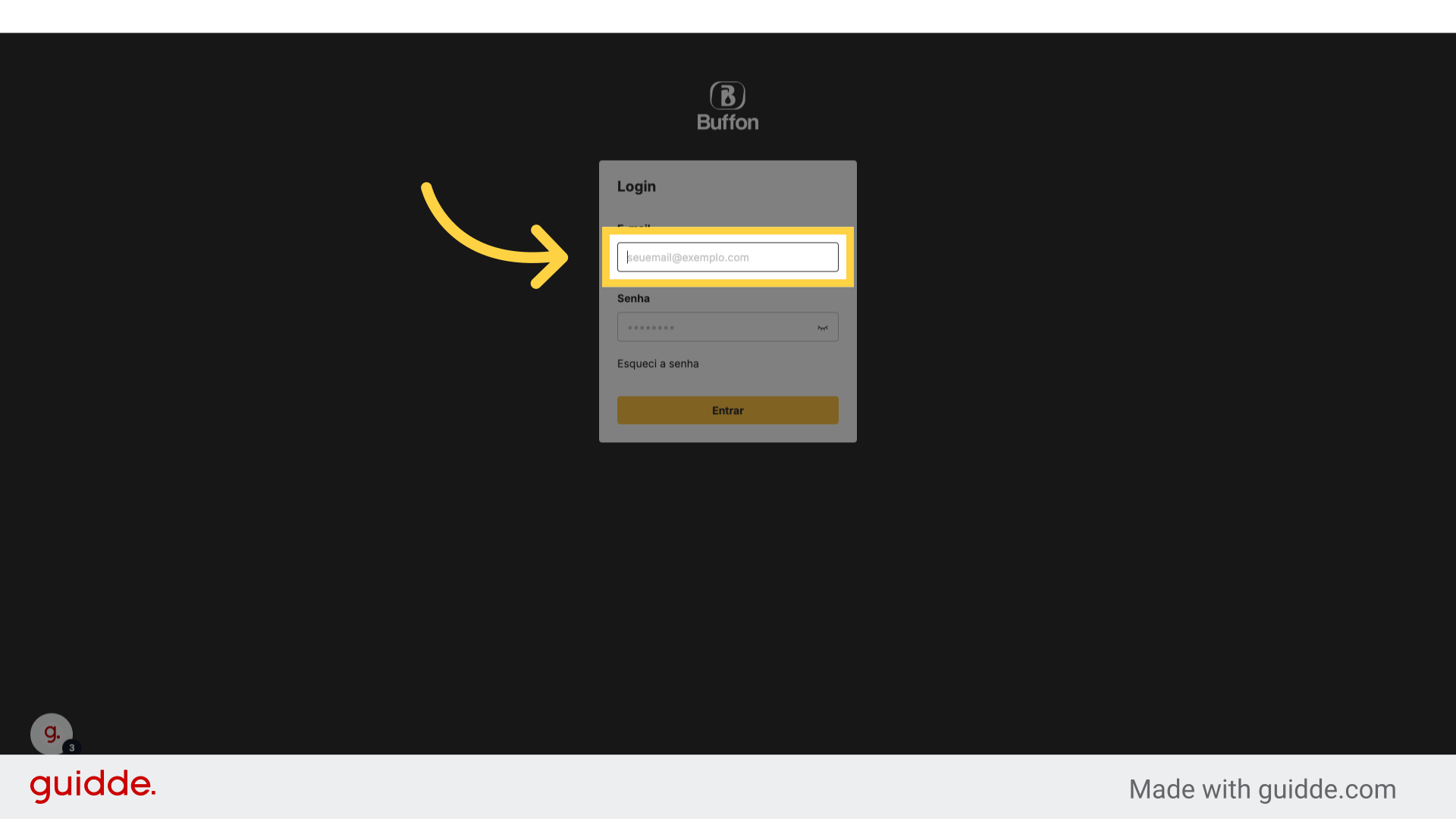 Clique 'seuemail@exemplo.com'