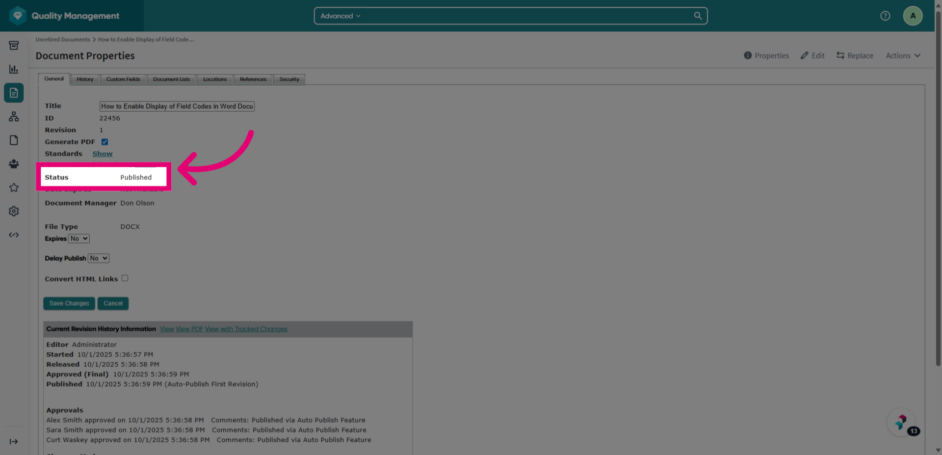 Check status