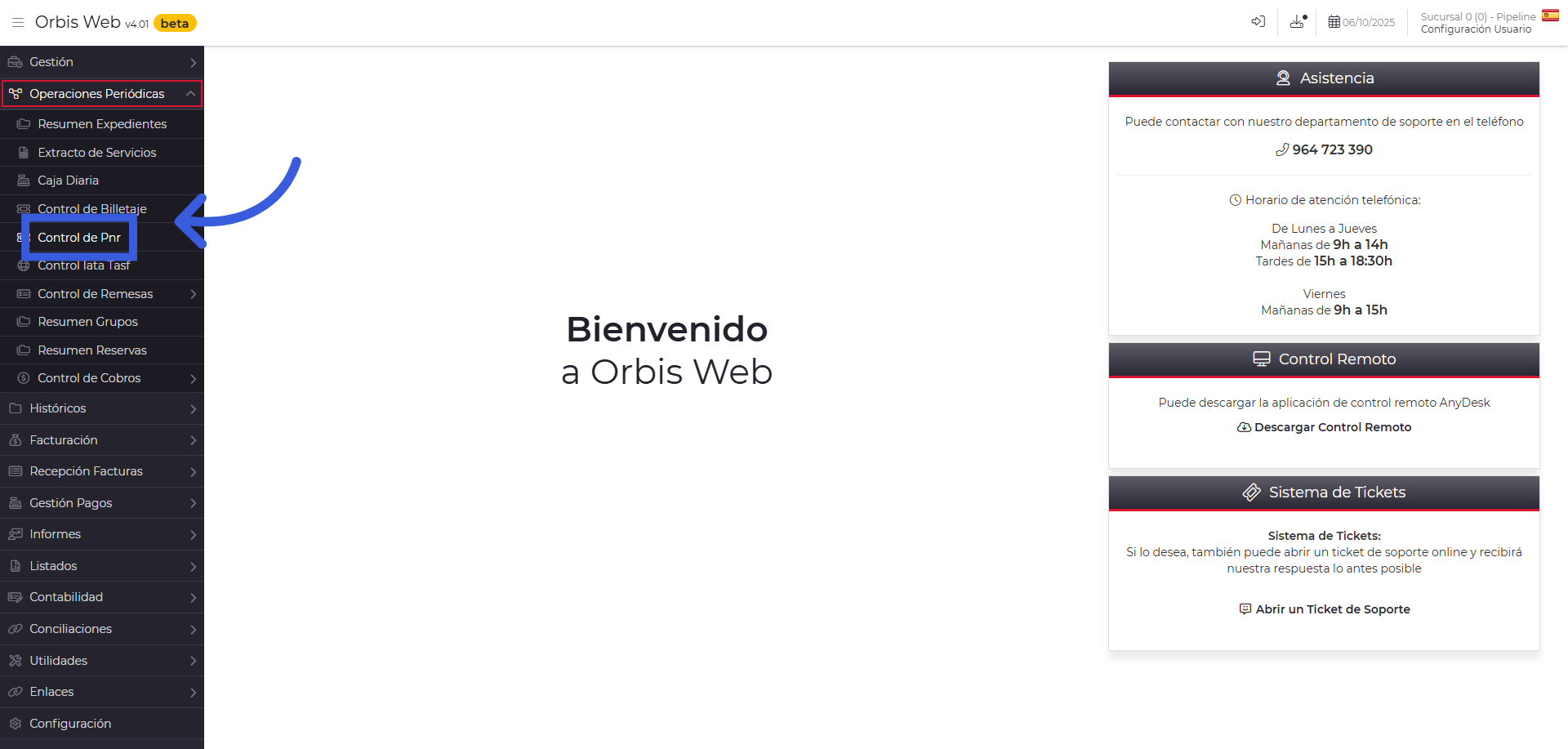 Seleccionar Control de Pnr