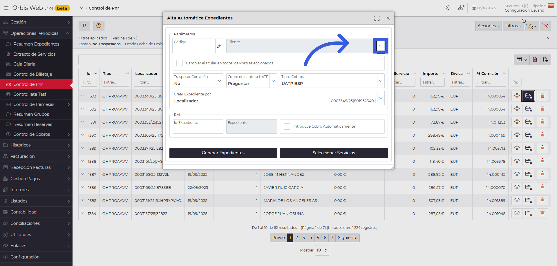 Acceder a opciones adicionales