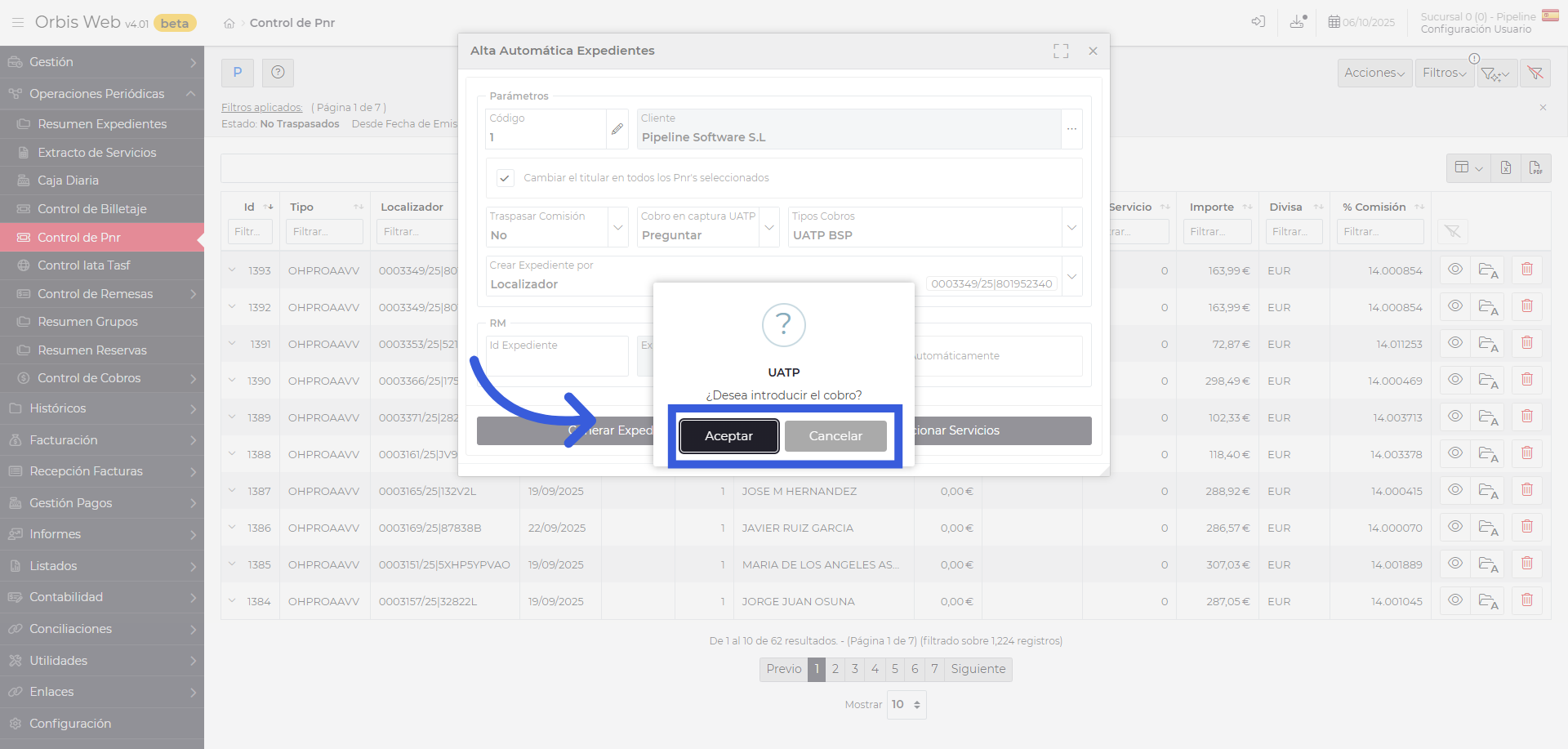 Confirmar cobros UATP