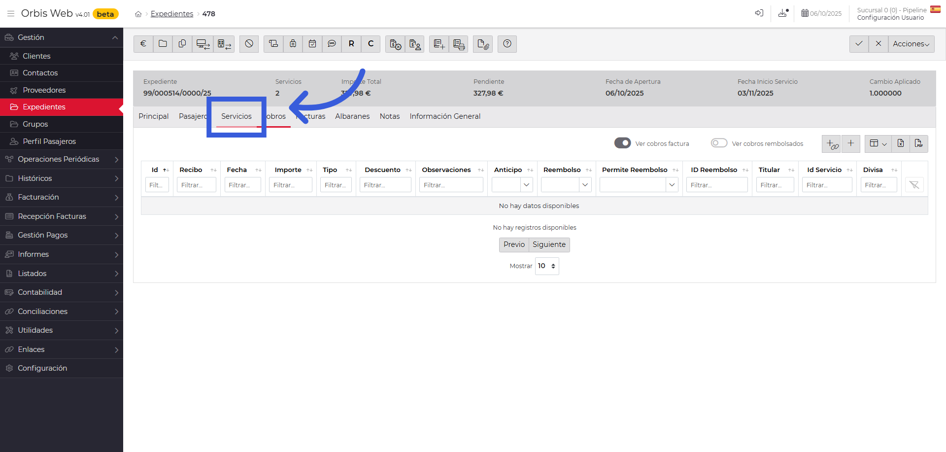 Enviar servicios a la web SES HOSPEDAJES