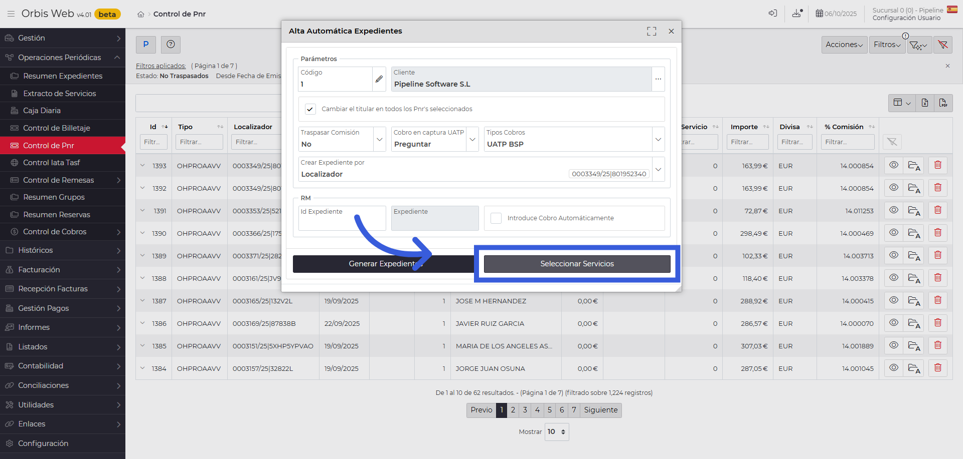 Seleccionar servicios