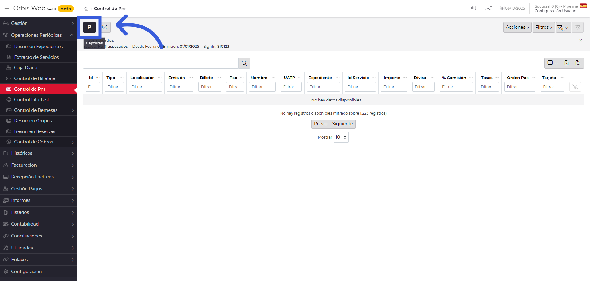 Abrir ventana para capturar